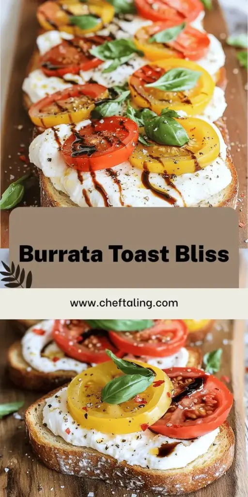 Indulge in the ultimate summer delight with my Burrata Caprese Toast! This scrumptious recipe features creamy burrata, juicy heirloom tomatoes, and fresh basil atop crunchy sourdough bread, creating a burst of flavor in every bite. Perfect for any meal, this toast is as simple to make as it is impressive. Ready to elevate your culinary skills? Click through to discover the full recipe and bring this delicious dish to your table!