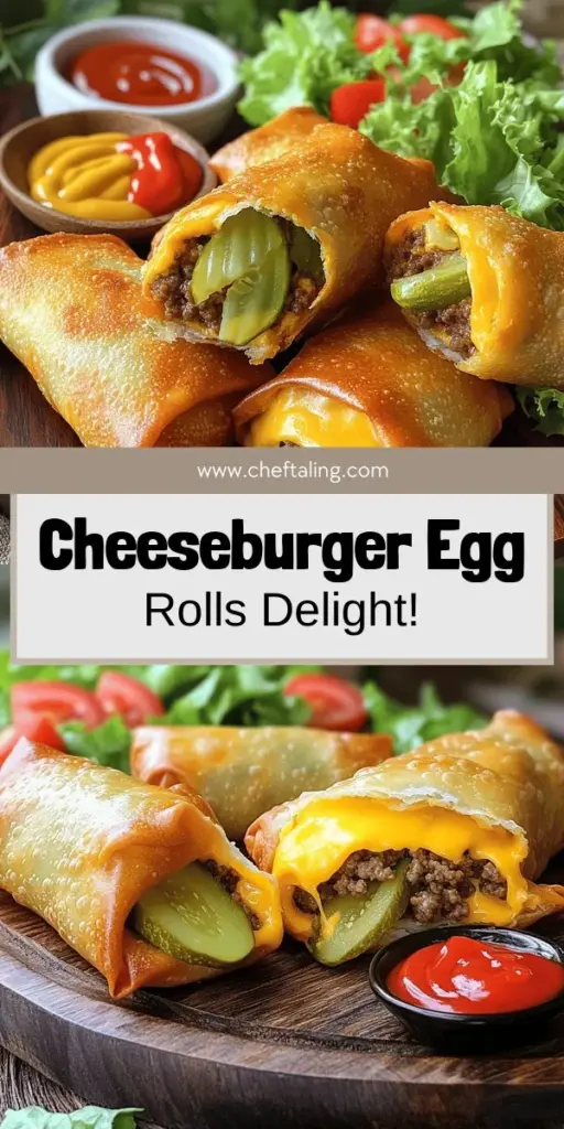 Looking for a fun and tasty snack? Try these Cheeseburger Egg Rolls! This unique twist on a classic favorite wraps all the delicious flavors of a cheeseburger in a crispy shell, perfect for game days and parties. Follow my easy step-by-step instructions to make this delicious recipe at home. With helpful tips and variations for every taste, you'll want to make these egg rolls again and again. Click to discover the full recipe!