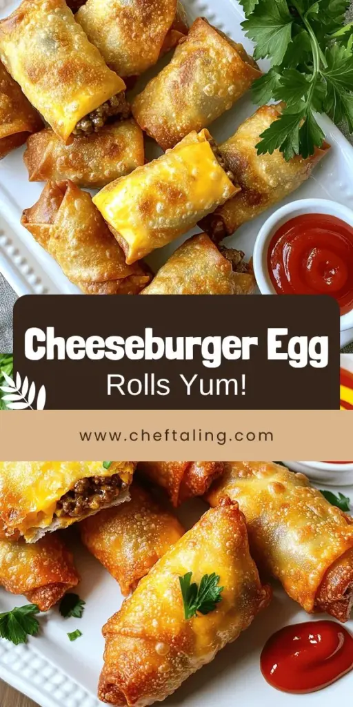 Looking for a tasty twist on a classic favorite? Try making Cheeseburger Egg Rolls, a quick and fun snack that's perfect for game day or lunch! These crispy bites are filled with savory ground beef, melted cheddar, and zesty pickles. Easy to prepare and totally delicious, they will become a household favorite! Click through to discover the full recipe and impress your friends and family with this mouthwatering treat!
