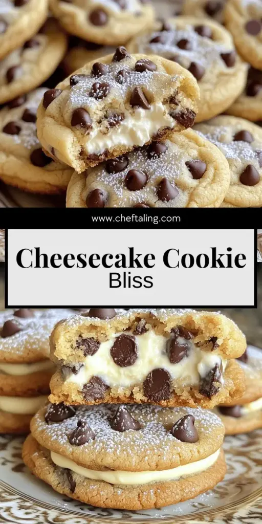 Indulge in the ultimate dessert experience with Cheesecake-Filled Chocolate Chip Cookies! This delightful recipe blends the rich flavors of soft chocolate chip cookies with a creamy, tangy cheesecake filling that will wow your family and friends. Follow our easy step-by-step instructions and tips for perfect cookies every time. Click through to explore the full recipe and make these delicious treats that everyone will love!