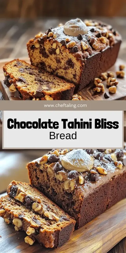 Indulge in the rich and flavorful experience of Chocolate Tahini Banana Bread, a delightful twist on a classic treat! This easy recipe combines creamy tahini, ripe bananas, and chocolate for a moist bread that's perfect for any occasion. Ideal for sharing or enjoying with your morning coffee, this recipe is a must-try. Click through to discover the ingredients and step-by-step instructions to bake your delicious loaf today!