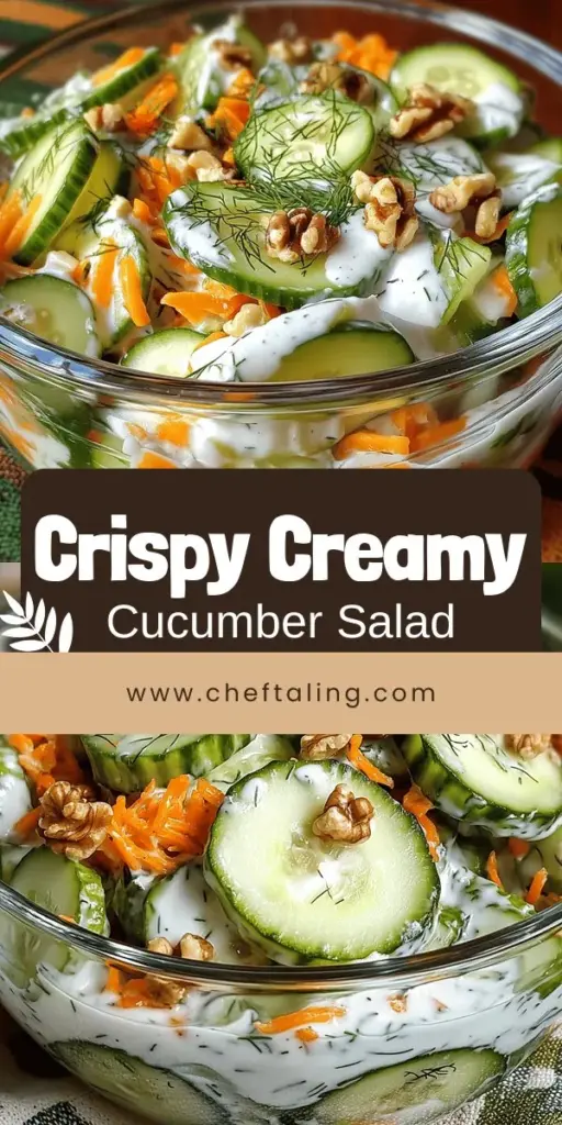 Looking for a fresh, crunchy delight? Try this creamy cucumber and carrot salad that's simple to make and bursting with flavor. It combines crisp cucumbers and sweet carrots in a rich dressing, perfect as a side dish or a healthy snack. Discover tips for perfect texture, fun variations, and how to store leftovers to keep it fresh. Click through now for the full recipe and get inspired to make this refreshing dish today!