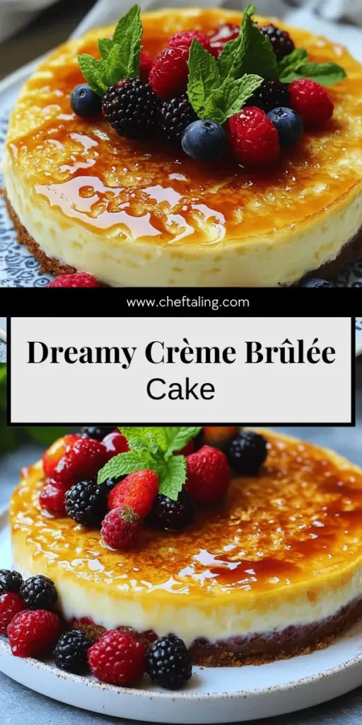 Indulge in the heavenly flavors of Crème Brûlée Cake, a delightful dessert that combines creamy custard with a crispy caramel topping. Perfect for both novice and experienced bakers, this cake is easy to make and will wow your guests. Discover the simple ingredients and step-by-step instructions to bake this irresistible treat yourself. Ready to impress everyone with a stunning dessert? Click through for the full recipe and start baking!