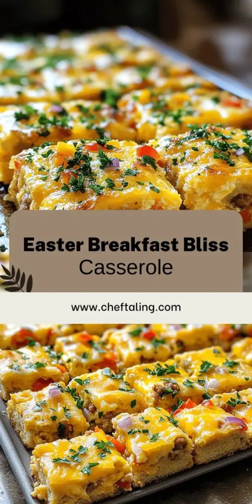 Start your Easter morning with a delightful Easter Breakfast Casserole that’s both easy and delicious! This recipe features a scrumptious mix of eggs, crusty bread, hearty fillings, and can be customized to fit your taste, whether you prefer it vegetarian or loaded with meat. Discover simple steps and tips for prep to make your brunch stress-free. Click through to explore this tasty recipe and create a memorable dish for your holiday celebration!