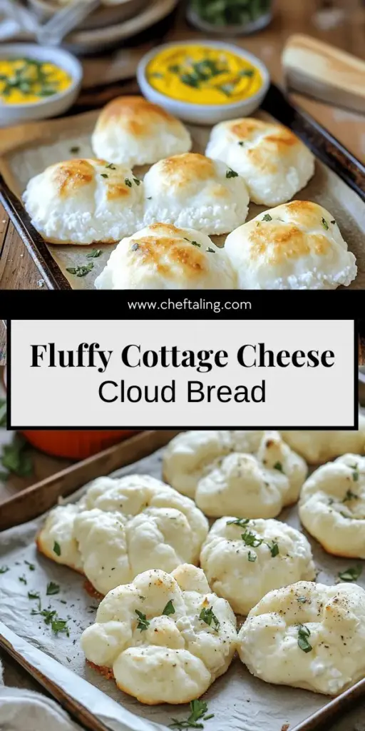 Discover the deliciously light and fluffy Cottage Cheese Cloud Bread that's perfect for snacks or meals! With just three main ingredients, this easy recipe provides a protein-packed delight that's low in calories and carbs. I'll guide you through simple steps for perfect baking every time. Whether you enjoy it plain or jazzed up with herbs, it's a tasty and healthy treat. Click to explore the full recipe and start baking today!