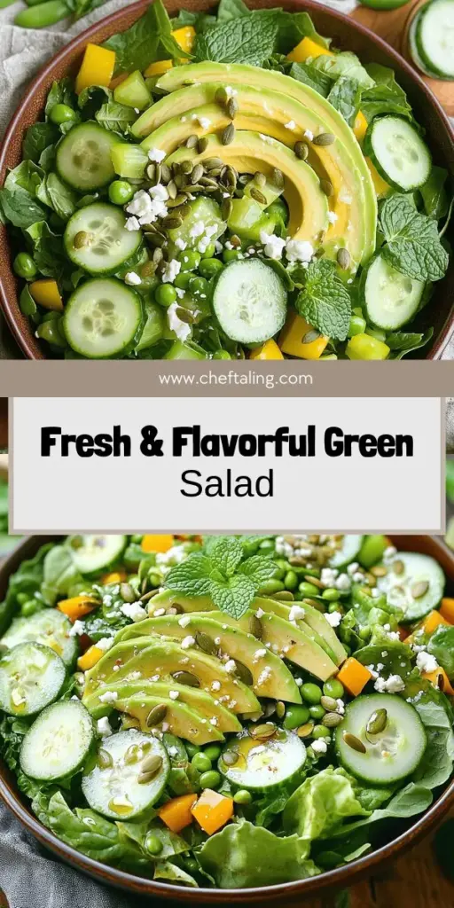Discover the bright and delicious world of green salads! Perfect for a healthy choice, these vibrant bowls are packed with fresh veggies and bursting with flavor. Learn how to mix leafy greens, crunchy cucumbers, creamy avocado, and zesty herbs into a salad you'll love. Top it off with a simple dressing for a fresh meal in just 15 minutes. Click through to explore the full recipe and transform your meals today!