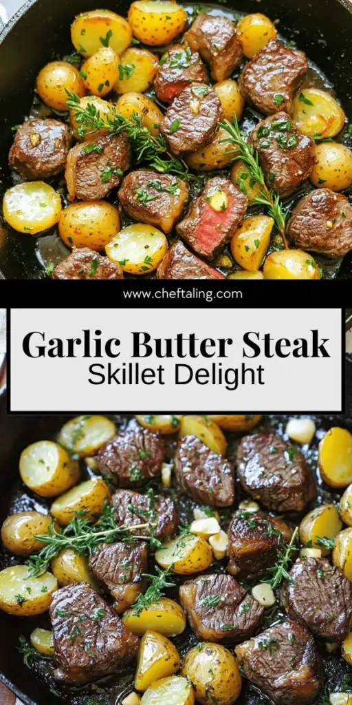 Elevate your dinner game with this mouthwatering Garlic Butter Steak and Potatoes Skillet recipe! Enjoy juicy sirloin, perfectly crispy baby potatoes, and fragrant garlic butter seasoned with fresh herbs. This easy-to-follow recipe ensures a flavorful and impressive dish that your family and friends will love. Ready to cook something incredible? Click through to explore the full recipe and get started on this delicious meal!