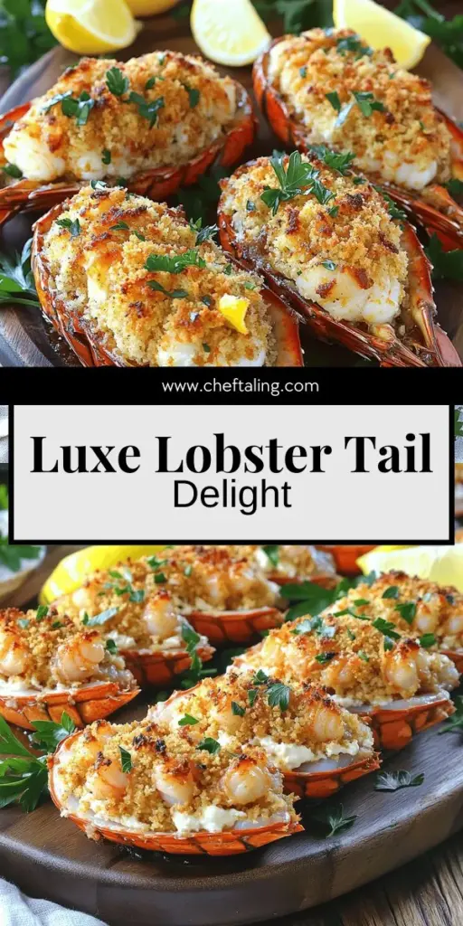 Elevate your dining experience with this Luxurious Baked Stuffed Lobster Tail recipe! This delightful dish features tender lobster topped with a savory shrimp and herb stuffing, perfect for impressing at dinner parties or cozy nights in. Follow my easy, step-by-step guide to create a stunning meal that will wow your guests. Ready to dive into deliciousness? Click through for the full recipe and make your next meal truly unforgettable!