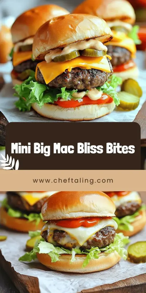 Get ready to wow your guests with the best recipe for Mini Big Mac Cheeseburgers Delight! These delicious, bite-sized burgers capture all the classic flavors of Big Macs, making them perfect for parties or family dinners. Learn how to craft juicy patties, melt cheesy goodness, and whip up a special sauce that ties it all together. Click now to explore the full recipe and make your own mini burger masterpiece tonight!