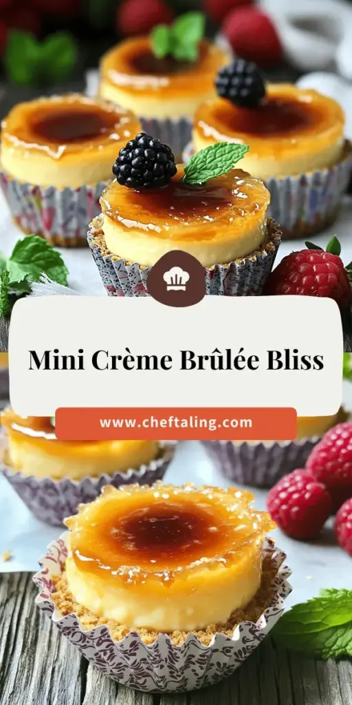 Impress your guests with these delightful Mini Crème Brûlée Cheesecakes! This easy-to-follow recipe combines a creamy filling with a crispy caramel topping, giving you all the classic flavor in a bite-sized dessert. Perfect for gatherings or a sweet treat at home, these cheesecakes are simple to make and customizable with your favorite flavors. Click through to discover the full recipe and elevate your dessert game today!