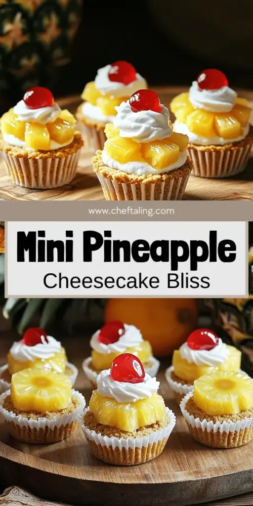 Indulge in the tropical delight of mini pineapple upside-down cheesecakes with this easy recipe! These charming treats feature a buttery graham cracker crust, creamy filling, and sweet pineapple topping, making them perfect for any occasion. Discover tips for ingredient substitutions, flavor variations, and creative serving ideas. Click through to explore the full recipe and bring a taste of paradise to your dessert table today!