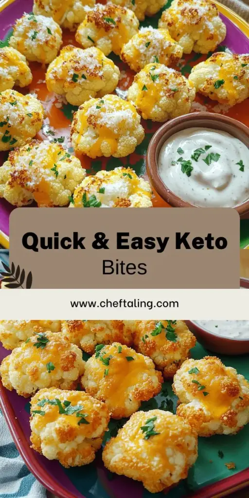 Craving a delicious keto snack? Look no further! This quick and easy keto snack recipe for cheesy cauliflower bites is just what you need to satisfy those cravings without the carb overload. Made with fresh cauliflower and mouth-watering cheeses, these bites are perfect for any time of day. Ready to whip up something tasty? Click through now to discover the full recipe and enjoy a healthy treat that won’t derail your diet!