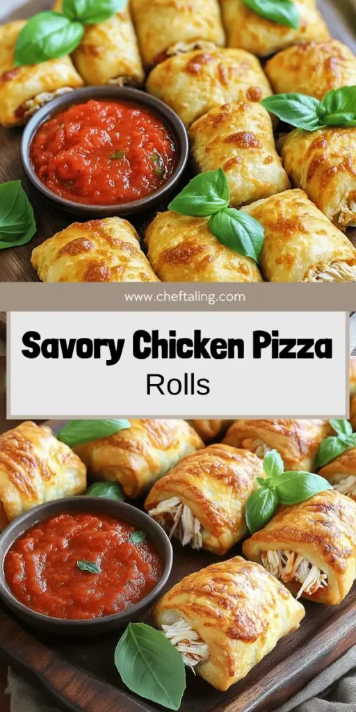 Satisfy your snack cravings with Homemade Chicken Pizza Rolls! Perfect for gatherings or cozy nights, these rolls are filled with tender chicken, melty cheese, and zesty pizza sauce. Learn how to make these easy and delicious bites in just a few simple steps. Unleash your creativity by customizing with your favorite ingredients and dipping sauces. Click through to discover the full, mouthwatering recipe and get rolling in the kitchen today!