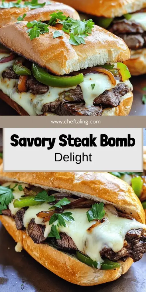 Get ready for a flavor explosion with this Savory Steak Bomb Sandwich Recipe! Packed with juicy flank steak, sautéed peppers, and gooey provolone cheese, this sandwich is a beef lover's dream. Follow our step-by-step guide to create this mouthwatering meal, complete with useful tips and tasty variations like spicy and vegetarian options. Don't miss out on this delicious experience—click through now to explore the full recipe and elevate your cooking game!