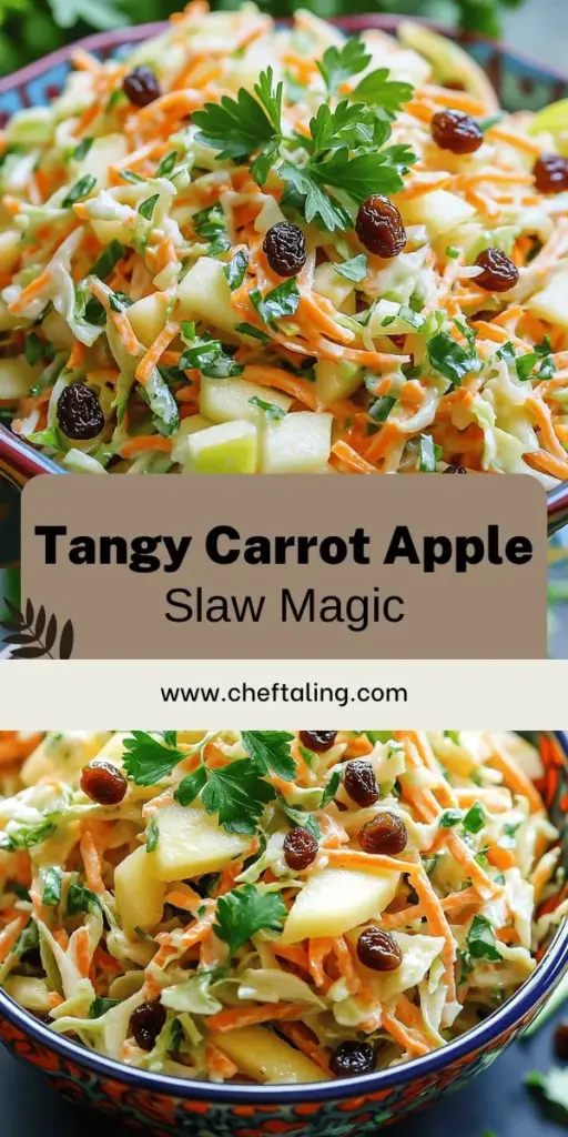 Brighten up your meals with this delightful Sweet and Tangy Carrot and Apple Coleslaw! This easy, refreshing salad combines shredded cabbage, crunchy carrots, and tart Granny Smith apples for a flavor explosion. Perfect for picnics or parties, it's quick to prepare with simple ingredients. Explore creative variations and handy tips for making this coleslaw a must-have at your next gathering. Click through for the full recipe and make your meals shine!