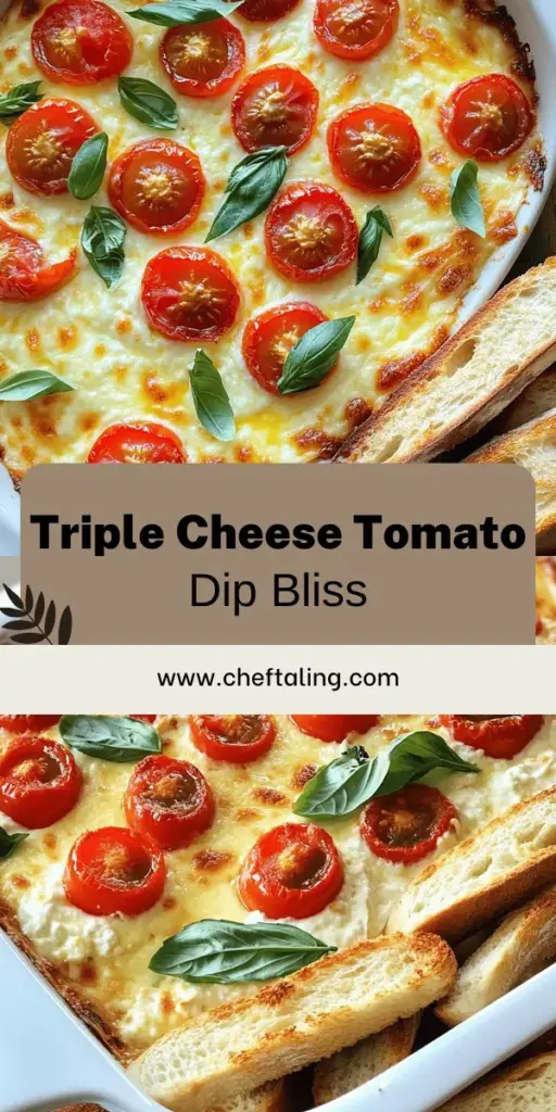 Get ready to wow your guests with this easy and delicious Triple Cheese and Tomato Bruschetta Dip! This creamy and cheesy appetizer combines fresh tomatoes and flavorful cheeses for a perfect dip that pairs beautifully with toasted baguette slices. Discover simple tips, ingredient suggestions, and variations to customize your dip just the way you like it. Click through to learn how to make this crowd-pleaser that everyone will love!