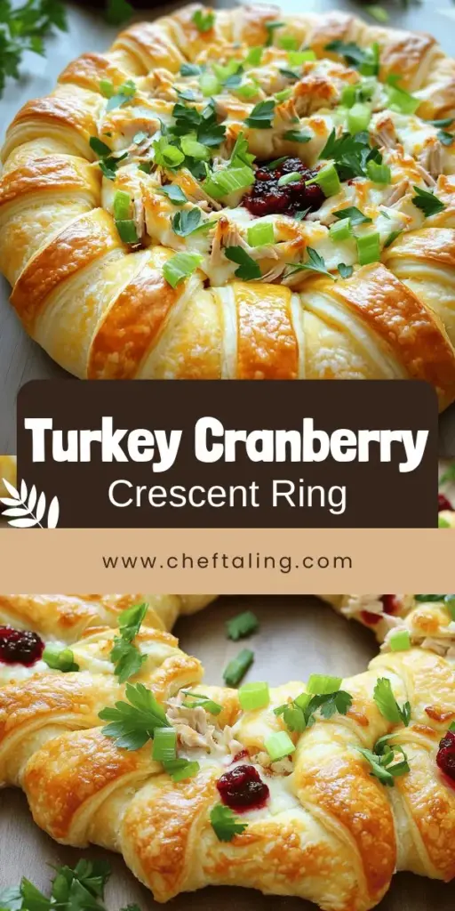 Turn your holiday leftovers into a delicious masterpiece with my Savory Turkey and Cranberry Crescent Ring! This flaky pastry filled with creamy turkey and tart cranberry sauce makes a stunning appetizer or main dish. Whether you're looking to customize the recipe for dietary preferences or just want a tasty way to use turkey, I've got you covered. Click through to discover the full recipe and impress your guests with this easy-to-make delight!