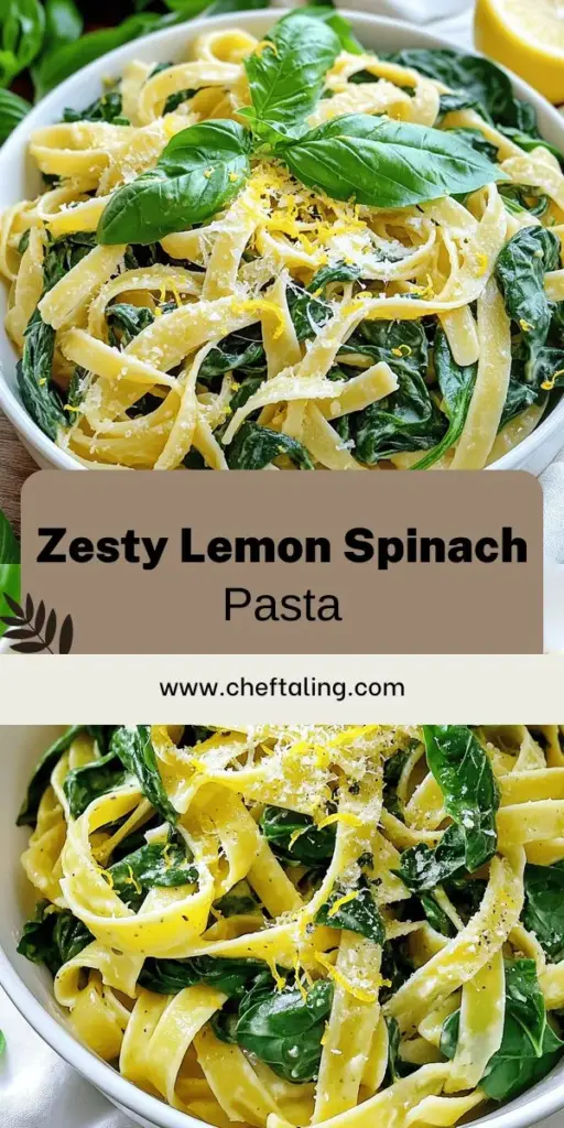 Discover the refreshing taste of Lemon Spinach Pasta, a simple yet flavorful dish that's perfect for any meal. This quick recipe showcases vibrant lemon and healthy spinach, coming together in just 20 minutes. With easy steps and tips for customization, you'll impress your family and friends in no time. Ready to whip up this delicious meal? Click through to explore the full recipe and elevate your cooking today!