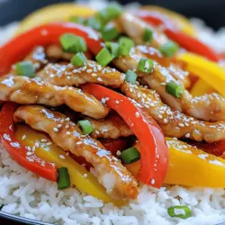 To make this dish, you will need: - 1 lb (450g) boneless, skinless chicken breast, sliced into thin strips - 2 tablespoons cornstarch - 2 tablespoons vegetable oil - 1 red bell pepper, sliced - 1 yellow bell pepper, sliced - 1 medium onion, sliced - 3 cloves garlic, minced - 1 tablespoon fresh ginger, grated - ¼ cup soy sauce - 2 tablespoons honey - 1 tablespoon sriracha (adjust for spice preferences) - 1 teaspoon sesame oil These ingredients create a great balance of sweet and spicy. The chicken adds protein while the veggies provide crunch and color. For added flavor and fun, consider these garnishes: - 2 green onions, sliced - Sesame seeds These toppings give the dish a fresh look and taste. They also add a nice crunch that contrasts with the tender chicken and veggies. Serve your stir-fry with: - Cooked rice - Quinoa Rice or quinoa helps soak up the sauce and rounds out the meal. They are easy choices that complement the flavors well. For the full recipe, check the recipe section above. To start, slice your chicken breast into thin strips. This helps it cook faster. Next, grab a mixing bowl and toss the chicken with cornstarch. Ensure each piece gets coated. This step makes the chicken crispy. Heat a large skillet or wok over medium-high heat. Add one tablespoon of vegetable oil. Once hot, add the chicken strips. Stir-fry them for about five to seven minutes. Look for a golden-brown color and ensure they are cooked through. Remove the chicken from the pan and set it aside. In the same skillet, add another tablespoon of vegetable oil. Toss in the sliced onion, red bell pepper, and yellow bell pepper. Stir-fry these veggies for three to four minutes. You want them tender but still crisp. Then, add the minced garlic and grated ginger. Stir quickly for one to two minutes, making sure they don’t burn. Now, mix soy sauce, honey, sriracha, and sesame oil in a small bowl. Pour this sauce over the veggies and stir. After that, add the crispy chicken back into the skillet. Toss everything together for about two more minutes until heated through. Remove your stir-fry from the heat. Garnish with sliced green onions and sesame seeds. Serve it over cooked rice or quinoa for a complete meal. For the full recipe, check out the details above! To get crispy chicken, coat it well with cornstarch. This step makes a big difference. You want to ensure each piece is covered. When you cook the chicken, use a hot pan and enough oil. This helps it fry instead of steam. Don’t overcrowd the pan. Cook in batches if needed. This way, each piece gets golden and crunchy. If you love heat, sriracha is your friend. Start with one tablespoon. Taste it, and see if you want more. For less spice, add a little honey to balance it out. You can also skip the sriracha or use a mild sauce. Remember, it’s your dish! Make it as spicy or mild as you like. Stir-frying is quick! Keep everything ready before you start. Chop your veggies and slice the chicken. Use high heat to cook fast. Stir often to keep food from burning. Add ingredients in stages; first the chicken, then the veggies. This helps keep the right texture. Lastly, always have a sauce ready to add at the end. It brings all the flavors together. For the full recipe, check out Sweet and Spicy Chicken Stir-Fry. {{image_2}} You can swap chicken for tofu or shrimp. Tofu gives a nice texture and absorbs flavors well. Shrimp cooks fast and adds a seafood twist. Use the same cornstarch method for tofu. For shrimp, just cook until pink. Feel free to add more veggies. Broccoli, snap peas, or carrots work great. These add color and nutrients. Just cut them into bite-sized pieces. Stir-fry them with the bell peppers for a few minutes. Change up the sauce for new tastes. Try teriyaki sauce for sweetness. Hoisin sauce adds a rich flavor. You can mix soy sauce with orange juice for a citrusy kick. Just adjust the honey based on how sweet you want it. Check out the Full Recipe for more ideas! After making Sweet and Spicy Chicken Stir-Fry, let it cool down. Place it in a clean, airtight container. This helps keep the flavor fresh. You can store it in the fridge for up to three days. Always label your container with the date. This way, you won't forget when you made it. To reheat your stir-fry, use a pan over medium heat. Add a splash of water or oil to keep it moist. Stir often, so it heats evenly. You can also use a microwave. Place it in a microwave-safe dish. Cover it with a lid or a damp paper towel. Heat it for one to two minutes. Check it and stir halfway through to make sure it warms properly. If you want to save some for later, freezing works well. Cool the stir-fry completely before freezing. Use freezer-safe bags or containers. Squeeze out as much air as possible to prevent freezer burn. Label the bags with the date. You can freeze it for up to three months. When ready to eat, thaw it in the fridge overnight before reheating. Enjoy your flavorful meal anytime! For the complete cooking process, check the Full Recipe. To make your dish less spicy, simply cut back on the sriracha. You can also use a milder sauce or add extra honey. Another trick is to include more vegetables. Bell peppers and onions add sweetness and balance the heat. Taste as you go to find the right level for you. Yes, you can use frozen vegetables! Frozen veggies are convenient and save time. They can work well in stir-fries, just like fresh ones. If you use frozen vegetables, thaw them first and drain excess water. This helps prevent sogginess. Add them to the pan after the chicken, and stir-fry until heated through. The best way to serve this stir-fry is over cooked rice or quinoa. This gives a nice base for the flavors. You can also serve it in a bowl with a side of steamed veggies. To make it extra special, garnish with sliced green onions and sesame seeds. For the full recipe, check out the details above. In this article, we explored how to create a delicious Sweet and Spicy Chicken Stir-Fry. We covered essential ingredients, step-by-step cooking methods, and tips for perfect results. You learned about variations, storage methods, and answers to common questions. Stir-frying can be fun and quick. Always adjust spice levels for your taste. Get creative with ingredients and enjoy your meal. With practice, you'll master this dish in no time. Happy cooking!