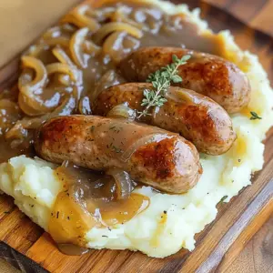 When making Bangers and Mash with Onion Gravy, you need a few simple items. Here’s your list of ingredients: