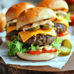 - 1 pound ground beef - 8 small hamburger buns - 8 slices of American cheese