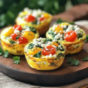 - 6 large eggs - 1/2 cup milk (dairy or non-dairy) - 1 cup spinach, chopped - 1/2 cup diced bell peppers - 1/4 cup finely chopped red onion - 1/2 cup halved cherry tomatoes - 1/4 cup crumbled feta cheese (optional) - 1 teaspoon garlic powder - Salt and pepper to taste - Cooking spray or olive oil When I make egg muffins, I love using fresh ingredients. They bring vibrant colors and great flavors. Spinach adds a nice green touch. Bell peppers give sweetness and crunch. Cherry tomatoes burst with juice and flavor. If you want, feta cheese gives a creamy, salty taste. I recommend using large eggs for the best texture. Milk adds creaminess but feel free to use non-dairy options if needed. Garlic powder is a must for a lovely aroma. Finally, salt and pepper bring everything together. Make sure you have these ingredients ready. They form the base of your healthy, tasty breakfast. For the full recipe, you can check the details below. - Preheat oven to 375°F (190°C). - Grease muffin tin with cooking spray or olive oil. Before you start, make sure to gather all your ingredients. Having everything ready makes cooking easier. Preheating the oven is key to getting those muffins just right. Greasing the muffin tin helps them come out easily. - Whisk eggs and milk together in a bowl. - Add chopped spinach, diced bell peppers, red onion, cherry tomatoes, and feta cheese (if using). In a large bowl, I whisk the eggs and milk until they blend well. This step is fun and quick! Next, I toss in the chopped veggies. Each ingredient adds color and flavor. Don't forget the garlic powder, salt, and pepper. These seasonings bring everything together. - Pour mixture into muffin cups, filling them about 3/4 full. - Bake for 18-20 minutes, or until muffins are puffed and set. Carefully pour the egg mixture into each muffin cup. I fill them about three-quarters full. This allows the muffins to rise nicely. After placing the muffin tin in the oven, I set a timer for 18 minutes. You’ll know they’re ready when they puff up and look firm. Once done, let them cool for a few minutes before taking them out. Enjoy these tasty bites! To make your egg muffins fluffy, use fresh eggs and whisk them well. The more air you incorporate, the better the texture. I recommend adding milk, which helps in achieving that lightness. Adjust the seasoning to suit your taste. If you like bold flavors, add more garlic powder or fresh herbs. You can bake your egg muffins, but sautéing some veggies first can enhance the flavor. Cooking bell peppers and onions slightly before mixing them in can add depth. If you want a faster option, consider using a microwave-safe mug and microwave for a quick version. Presentation is key! Serve your muffins warm on a bright platter. Add a sprinkle of fresh herbs on top for color. You can also pack them in meal prep containers for a quick breakfast. Pair them with fresh fruit or a side salad for a balanced meal. Enjoy them warm or at room temperature for a tasty snack. {{image_2}} You can easily switch up the veggies in your egg muffins. Here are some great alternatives: - Zucchini: Grated zucchini adds moisture and flavor. - Mushrooms: Chopped mushrooms bring a savory taste. - Broccoli: Finely chopped broccoli packs in nutrients. - Carrots: Shredded carrots add sweetness and color. For cheese, if you want to swap feta, try these options: - Cheddar: Sharp cheddar gives a rich flavor. - Mozzarella: Mild mozzarella melts nicely. - Goat cheese: Creamy goat cheese adds a tangy twist. To give your muffins a flavor boost, consider these herbs and spices: - Basil: Fresh basil offers a bright, aromatic touch. - Oregano: Dried oregano adds warmth and depth. - Paprika: A dash of paprika gives a smoky flavor. - Cumin: Ground cumin brings a nice earthy note. If you want protein, try mixing in: - Cooked ham: Diced ham adds heartiness. - Turkey: Shredded turkey is a lean option. - Bacon: Crispy bacon bits add a salty crunch. If you need a gluten-free version, use gluten-free flour to help bind the muffins. For a dairy-free option, substitute the milk with almond milk or oat milk. You can also skip the cheese or use a dairy-free cheese alternative. This way, everyone can enjoy these tasty muffins! You can find the Full Recipe above for more ideas. To keep your egg muffins fresh, store them in the fridge. Place them in an airtight container. This helps keep moisture out and flavors in. They can stay good for up to five days. If you want to save them longer, freeze them. Wrap each muffin in plastic wrap. Then, place them in a freezer-safe bag. This method keeps them fresh for up to three months. When you're ready to eat, reheating is simple. The best way is to use the oven. Preheat it to 350°F (175°C). Place the muffins on a baking tray for about 10-15 minutes. This method keeps them fluffy. You can also use the microwave for a quick fix. Heat them for about 30-45 seconds. But be careful; the texture may change a bit. Egg muffins are great for meal prep. In the fridge, they last about five days. In the freezer, they last up to three months. Always check for any signs of spoilage before eating. If they smell off or look different, it's best to throw them out. Enjoy your egg muffins fresh or frozen! For the full recipe, check out Veggie-Packed Egg Muffins. Can I make these muffins ahead of time? Yes, you can make egg muffins ahead of time. They store well in the fridge for up to five days. Just reheat them in the microwave for a quick breakfast. Meal prepping these muffins saves time and gives you healthy options all week. How do I know when they are fully cooked? Check for doneness by inserting a toothpick into the center. If it comes out clean, the muffins are ready. They should be puffed and slightly golden on top. Avoid overbaking, or they will get dry. Can I use different vegetables? Absolutely! You can mix and match vegetables based on your taste. Try zucchini, broccoli, or mushrooms. Just chop them small to fit into the muffin cups. This allows you to add your favorite flavors and boost nutrition. What if I don’t have eggs? If you don’t have eggs, try using a flaxseed or chia seed mixture as a substitute. Mix one tablespoon of seeds with three tablespoons of water and let it sit for a few minutes. This will act as a binding agent and create a similar texture. Nutritional benefits of egg muffins Egg muffins are high in protein and packed with vitamins. They contain healthy fats from eggs and can include fiber-rich veggies. Feta cheese adds calcium, which is good for bones. This makes them a nutritious choice for breakfast. Can they be part of a balanced diet? Yes, egg muffins fit well into a balanced diet. They provide essential nutrients and can be paired with fruits or whole grains. This combination ensures you get a good mix of protein, carbs, and fats for energy and fullness throughout the day. This blog post covered making easy and healthy egg muffins. You learned about the key ingredients and step-by-step instructions. I shared tips to perfect your muffins and offered fun variations. Storage tips help keep leftovers fresh, and I answered common questions. In conclusion, egg muffins are simple and customizable. They fit well into any meal plan. Enjoy experimenting with your own unique flavors! Happy cooking!