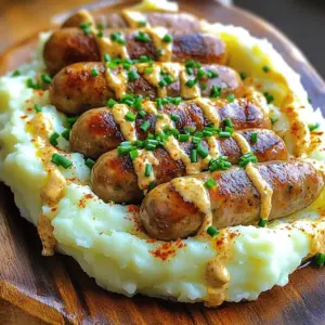 - Pork sausages (4, your choice of flavor) - Russet potatoes (4 large, peeled and cubed) - Whole milk (1/2 cup) - Unsalted butter (4 tablespoons, divided)