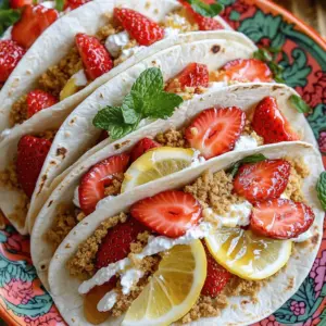 To make Strawberry Cheesecake Tacos, gather these fresh and simple ingredients: