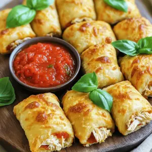 - 1 cup cooked chicken, shredded - 1 cup mozzarella cheese, shredded - 1/2 cup pizza sauce - 1/2 red bell pepper, diced - 1/4 cup red onion, finely chopped