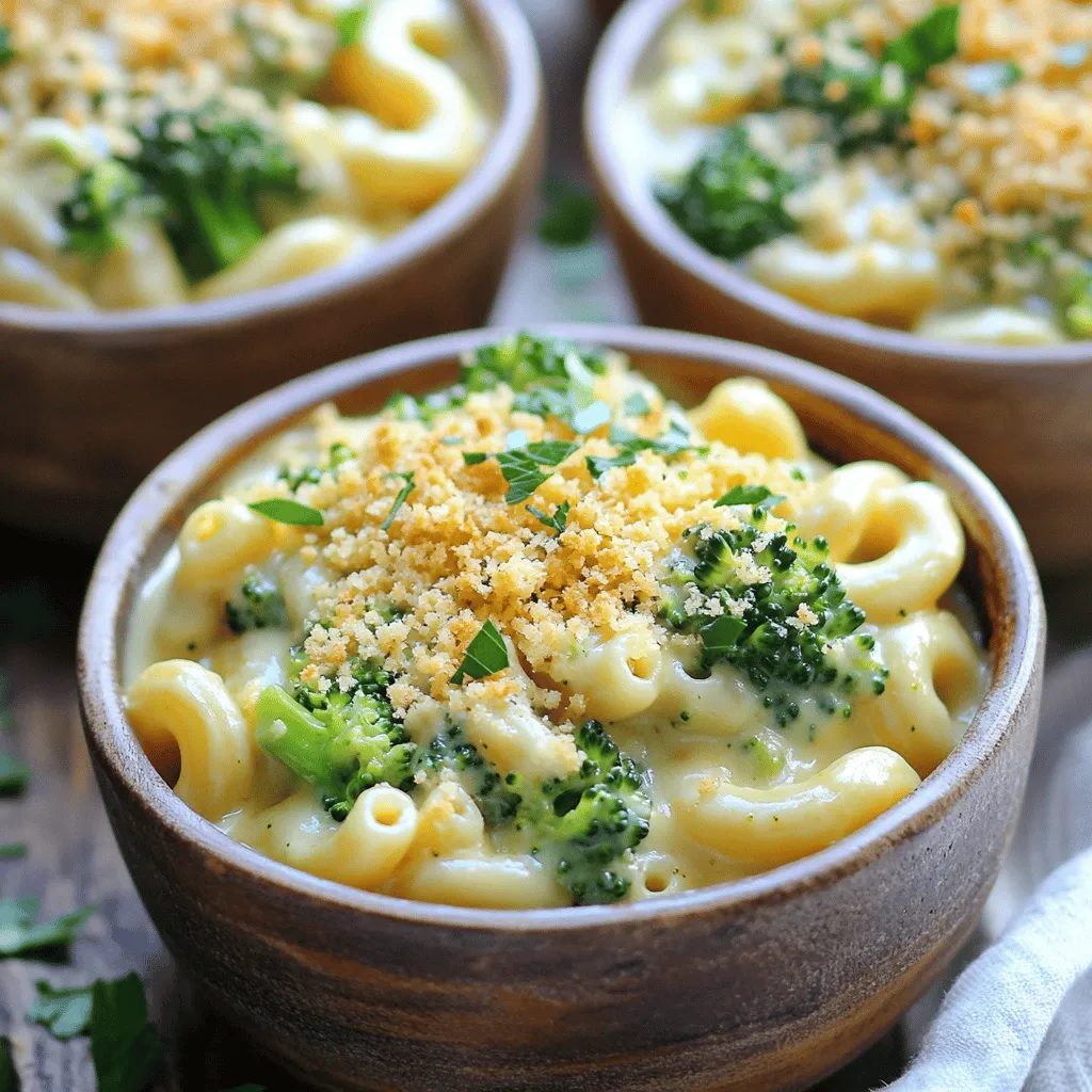 - 2 cups elbow macaroni - 2 cups fresh broccoli florets - 2 cups shredded sharp cheddar cheese - 1/2 cup grated Parmesan cheese