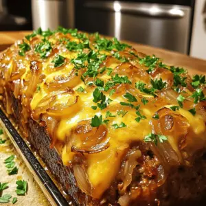 To make a tasty French onion meatloaf, gather these key ingredients: - 1 ½ pounds ground beef - 1 onion, finely chopped - 1 cup French onion dip - 1 cup breadcrumbs - 2 large eggs - 2 tablespoons Worcestershire sauce - 1 teaspoon garlic powder - 1 teaspoon dried thyme - Salt and pepper to taste - 1 cup shredded Swiss cheese - Fresh parsley, chopped (for garnish)