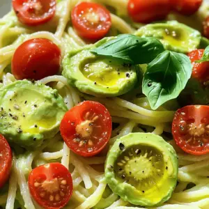 To make this creamy avocado pasta, you need these key items: - 12 ounces spaghetti or your choice of pasta - 2 ripe avocados, pitted and peeled - 2 tablespoons olive oil - 2 cloves garlic, minced - 1/4 cup fresh basil leaves - Juice of 1 lemon - Salt and pepper to taste These ingredients create a rich and creamy sauce that clings to the pasta well. You can add these items to enhance flavor and presentation: - 1/4 cup grated Parmesan cheese - Cherry tomatoes, halved (for garnish) - Extra basil leaves for garnish The Parmesan cheese adds a salty kick. Cherry tomatoes bring color and freshness to the dish. Avocado is packed with healthy fats, making it great for your heart. It has fiber, which helps with digestion. Plus, it contains vitamins like K, E, and C. These nutrients help boost your immune system. Eating avocado may also lower bad cholesterol. So, not only does it taste good, but it’s good for you! For the full recipe, check out the [Full Recipe]. Start by boiling a large pot of salted water. Once the water is bubbling, add 12 ounces of spaghetti or your favorite pasta. Cook it according to the package instructions until it is al dente. This usually takes about 8 to 10 minutes. Remember to stir the pasta occasionally to prevent it from sticking. When it’s done, save about 1 cup of the pasta water. Drain the rest and set the pasta aside. While the pasta cooks, you can make the avocado sauce. Take 2 ripe avocados, pit them, and peel off the skin. Put the avocados in a food processor or blender. Add 2 tablespoons of olive oil, 2 cloves of minced garlic, and 1/4 cup of fresh basil leaves. Squeeze in the juice of 1 lemon and sprinkle in some salt and pepper. Blend everything until it turns smooth and creamy. If your sauce is thick, add a bit of the reserved pasta water until it is just right. Once the pasta is cooked and drained, return it to the pot over low heat. Pour in the creamy avocado sauce and gently toss everything together. Make sure the pasta gets well-coated with the sauce. If you want an even creamier dish, feel free to add more reserved pasta water. If you like, stir in 1/4 cup of grated Parmesan cheese for extra flavor. Remove it from heat and serve right away. Top each plate with halved cherry tomatoes and some extra basil leaves for a lovely touch. Enjoy this delightful dish! For the complete recipe, refer to the [Full Recipe]. To get your avocado pasta creamy, use ripe avocados. They should feel soft but not mushy. When you blend the sauce, add a bit of olive oil. This helps make the sauce smooth. If it feels too thick, just add some reserved pasta water. This small step makes a big difference. Mix until it reaches the texture you love. You can boost the flavor of your creamy avocado pasta easily. Try adding lemon zest along with the lemon juice. This gives a fresh taste. Fresh herbs like parsley or cilantro also work great. If you want more kick, add red pepper flakes. They add warmth without overpowering the dish. Don't forget to sprinkle some salt and pepper to bring all the flavors together. One common mistake is using unripe avocados. They will not blend well and can taste bitter. Another mistake is overcooking the pasta. It should be al dente, with a little bite to it. Also, wait to mix the sauce with the pasta until just before serving. This keeps it fresh and prevents it from getting too thick. Follow these tips, and you will enjoy a perfect creamy avocado pasta every time! {{image_2}} You can easily make this dish vegan. Simply skip the Parmesan cheese. Use nutritional yeast instead. It adds a cheesy flavor without dairy. You can also add a splash of almond milk to keep it creamy. If you need gluten-free options, try pasta made from rice or chickpeas. Quinoa pasta works well too. These alternatives hold the creamy avocado sauce nicely. Cooking time may vary, so check the package for details. Feel free to get creative with your pasta! Add fresh spinach for extra nutrients. You can also toss in some cooked peas or broccoli. For a bit of heat, add red pepper flakes. If you want protein, try grilled chicken or chickpeas. Each add-in can change the dish's flavor and texture. For the full recipe, check out the Full Recipe section. To keep your creamy avocado pasta fresh, store it in an airtight container. Place the pasta in the fridge within two hours of cooking. This keeps it safe to eat later. The creamy sauce may darken due to the avocado. To slow this down, add a bit of lemon juice before storing. Use the pasta within three days for the best taste and texture. When you're ready to enjoy the pasta again, reheat it gently. You can use the microwave or a pan on the stove. If using the microwave, heat it in short bursts. Check every 30 seconds to avoid overheating. If using a pan, add a splash of water or olive oil. This helps the sauce stay creamy. Stir constantly until warm. If you want to prep ahead, cook the pasta and sauce separately. Store them in separate containers in the fridge. This way, the pasta won’t soak up the sauce and become mushy. You can combine them right before serving. This keeps your meal fresh and tasty. For added ease, you can chop extra veggies or herbs for quick garnishes later. For the full recipe, check the Full Recipe section above. You can make creamy avocado pasta using a bowl and a fork. Just mash the ripe avocados in a bowl. Use the fork to mix in the olive oil, minced garlic, chopped basil, lemon juice, salt, and pepper. Keep mashing until smooth. This method takes more time, but it works well! Yes, you can add protein to creamy avocado pasta. Grilled chicken, shrimp, or tofu are great choices. Cook your protein separately, then mix it in with the pasta and sauce. This addition makes your meal more filling and adds extra flavor. If you need a substitute for Parmesan cheese, try nutritional yeast. It gives a cheesy flavor and is vegan-friendly. You can also use pecorino Romano or a dairy-free cheese if you prefer. These options keep the dish tasty and enjoyable without compromising on flavor. In this blog post, we explored making creamy avocado pasta. We discussed key ingredients, including optional choices and the benefits of avocado. I shared step-by-step cooking instructions for pasta and sauce, plus tips for a smooth finish. We also covered variations like vegan options and gluten-free pasta. Finally, I explained how to store leftovers and reheating tips. Remember, small changes can make a big taste difference. Enjoy making this dish your own!