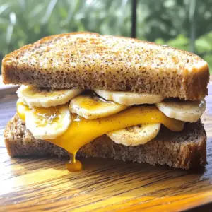 To make this tasty Honey Banana Grilled Cheese Sandwich, you need the following main ingredients: - 2 slices of whole grain bread - 2 slices of sharp cheddar cheese - 1 ripe banana, sliced - 1 tablespoon honey - 1 tablespoon unsalted butter
