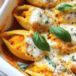 - 12 jumbo pasta shells - 2 cups butternut squash, peeled and cubed - 1 cup ricotta cheese - 1 cup spinach, chopped - 1 cup shredded mozzarella cheese, divided - 1/2 cup grated Parmesan cheese - 1 teaspoon garlic powder - 1/2 teaspoon nutmeg - 1 tablespoon olive oil - Salt and pepper to taste - 2 cups marinara sauce - Fresh basil leaves for garnish Butternut squash stuffed shells are a great meal. They are tasty and easy to make. This dish combines creamy cheese with sweet butternut squash. The flavors blend well, making every bite a joy. You can find all these ingredients in your local store. Each serving has about 400 calories. You get around 15 grams of protein and plenty of vitamins. The butternut squash adds fiber and antioxidants. This makes the dish not just yummy but healthy too. To make this dish, you will need some basic tools: - Baking dish - Large pot - Saucepan - Mixing bowl These tools help in cooking and combining the ingredients well. They make the process smooth and fun. For the complete recipe, check the [Full Recipe]. 1. Preheat your oven to 375°F (190°C). This makes sure your shells cook evenly. 2. In a large pot, bring salted water to a boil. Add your jumbo pasta shells. Cook them until they are al dente, or firm. This usually takes about 10-12 minutes. 3. Once cooked, drain the shells and set them aside. Be gentle so they don’t break. 1. In a saucepan, heat 1 tablespoon of olive oil over medium heat. 2. Add 2 cups of cubed butternut squash. Season it with salt, pepper, and 1/2 teaspoon of nutmeg. 3. Sauté the squash for about 10 minutes. It should become soft and tender. 4. In a mixing bowl, combine the sautéed squash with 1 cup of ricotta cheese, 1 cup of chopped spinach, 1/2 cup of grated Parmesan, and 1 teaspoon of garlic powder. 5. Mix everything until it's well combined. This filling will be rich and creamy. 1. Using a spoon, carefully fill each cooked pasta shell with the butternut squash mixture. 2. Place the stuffed shells in a greased baking dish. 3. Pour 2 cups of marinara sauce over the shells. Make sure each shell is covered well. 4. Sprinkle the remaining 1/2 cup of shredded mozzarella cheese on top. 5. Cover the dish with aluminum foil and bake for 20 minutes. 6. Remove the foil and bake for an additional 10-15 minutes until the cheese is bubbly and golden. 7. Let the shells cool for a few minutes before serving. Garnish with fresh basil leaves on top. Now you have a delicious meal ready to enjoy! For the full recipe, check the details above. To prevent shells from sticking, use a large pot. Boil a lot of salted water. Stir the shells gently as they cook. Drain them but do not rinse. Rinsing can wash away the starch that helps sauce stick. Cook them until they are al dente, firm but not hard. This way, they won't overcook when you bake them later. Adding spices can make a big difference. Try using fresh thyme or sage for a warm touch. You can also sprinkle in some chili flakes for heat. If you like garlic, add more garlic powder or fresh minced garlic. Mixing in some lemon zest can brighten the flavor. Each of these little tweaks can elevate your dish. One big mistake is overfilling the shells. If you pack them too tight, they may burst when baking. Another mistake is not seasoning the filling. Make sure to add salt and pepper to the squash mixture. Finally, don’t skip covering the dish with foil at first. This helps steam the shells and keep them moist. {{image_2}} You can mix up the filling in several fun ways. Try mushrooms for a hearty bite. They add a nice earthiness. Ricotta cheese works well too. It gives a creamy texture. You can also blend in fresh herbs like basil or thyme. These herbs add a burst of flavor. Feel free to get creative with your choice of ingredients! You can change the sauce for a new taste. Alfredo sauce adds a rich, creamy layer. Pesto gives a fresh, herby kick. If you prefer something lighter, use a creamy béchamel. This sauce will make your meal feel fancy! Each sauce brings out different flavors in the dish. Experiment to find your favorite! Making dietary changes is simple. For a vegetarian option, keep the ricotta and veggies. To go vegan, swap the ricotta for a plant-based alternative. You can also use nutritional yeast for a cheesy taste. If you're gluten-free, choose gluten-free pasta shells. This way, everyone can enjoy the meal! To keep your butternut squash stuffed shells fresh, store them in an airtight container. Place a layer of plastic wrap over the shells before sealing the lid. This helps prevent moisture loss. Store them in the fridge for up to 3 days. If you want to save them longer, you can freeze them. Just make sure to use a freezer-safe container. They will last for about 2 months in the freezer. When ready to eat your leftovers, reheat them gently. Preheat your oven to 350°F (175°C). Place the stuffed shells in a baking dish. Cover the dish with foil to keep the moisture in. Heat them for about 20 minutes. If you want the cheese to be bubbly, remove the foil for the last 5 minutes. You can also reheat them in the microwave if you're short on time. Just heat in short bursts, checking every minute to avoid overcooking. Meal prepping butternut squash stuffed shells is simple and smart. You can make a big batch and store them. Prepare the filling and stuff the shells. Then, freeze them before baking. This way, you can bake them fresh when you're ready. Just remember to add extra time for baking if they are frozen. You can also prep the filling a day ahead. Keep it in the fridge and stuff the shells when you're ready to cook. Stuffed shells can last about 3 to 5 days in the fridge. Store them in an airtight container. Make sure they are cooled before putting them away. If you want to keep them longer, consider freezing them. This helps keep the flavors fresh. Yes, you can freeze butternut squash stuffed shells. To freeze, let them cool completely. Place them in a freezer-safe dish. Cover them tightly with foil or plastic wrap. When ready to eat, thaw them overnight in the fridge. Bake them at 375°F until hot. This method keeps them tasty and easy to enjoy. You can serve butternut squash stuffed shells with a side salad or garlic bread. A light green salad adds freshness. For a drink, a glass of white wine pairs nicely. A crisp Sauvignon Blanc or a light Pinot Grigio works well. Try to keep the meal balanced for best results. In this article, we explored a delicious butternut squash stuffed shell recipe. You learned about the main ingredients, cooking tips, and various ways to modify this dish. We covered storage and reheating methods to ensure your leftovers stay tasty. Remember, cooking is about experimenting and enjoying the process. Don’t be afraid to make this dish your own. Whether you pick different fillings or sauces, the possibilities are endless. Enjoy your meal and happy cooking!