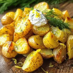 To make crispy lemon potatoes with dill ricotta, gather these ingredients: - 1.5 pounds baby potatoes, halved - 3 tablespoons olive oil - 2 cloves garlic, minced - Zest of 1 lemon - Juice of 1 lemon - 1 teaspoon salt - ½ teaspoon black pepper - 1 teaspoon dried oregano - Fresh dill, for garnish - 1 cup ricotta cheese - 2 tablespoons fresh dill, finely chopped - Salt and pepper to taste If you need to make swaps, here are some ideas: - Use Yukon gold potatoes instead of baby potatoes for a buttery taste. - Swap olive oil for avocado oil for a different flavor. - Greek yogurt can replace ricotta for a lighter option. - Fresh herbs like parsley can stand in for dill if you prefer. Choosing the right ingredients makes a big difference. Here’s what to look for: - Pick firm, smooth baby potatoes with no blemishes. - Fresh dill should smell bright and have vibrant green color. - Look for ricotta with a creamy texture; it should not be dry. - Use fresh lemons for the best zest and juice flavor. - Always choose high-quality oil for richer taste in your dish. For the full recipe, check out the [Full Recipe]. To start, gather your ingredients. You need: - 1.5 pounds baby potatoes, halved - 3 tablespoons olive oil - 2 cloves garlic, minced - Zest of 1 lemon - Juice of 1 lemon - 1 teaspoon salt - ½ teaspoon black pepper - 1 teaspoon dried oregano - Fresh dill, for garnish - 1 cup ricotta cheese - 2 tablespoons fresh dill, finely chopped - Salt and pepper to taste First, preheat your oven to 425°F (220°C). In a large bowl, mix the halved baby potatoes with olive oil, minced garlic, lemon zest, lemon juice, salt, black pepper, and dried oregano. Make sure the potatoes are well-coated. Next, spread them on a baking sheet. Keep them in a single layer with space in between. This helps them get crispy. Roast the potatoes in the preheated oven for 25 to 30 minutes. Flip them halfway through to ensure even cooking. Look for a golden brown color. The right heat and space will give you that perfect crunch. While the potatoes cook, prepare the dill ricotta. In a medium bowl, mix the ricotta cheese with finely chopped dill. Add salt and pepper to taste. This creamy mix pairs perfectly with the crispy potatoes. Once the potatoes are out of the oven, let them cool for a couple of minutes. Serve them warm, topped with the dill ricotta and fresh dill for garnish. These crispy lemon potatoes make a great side dish. Try them with grilled chicken or fish. They also fit well in a brunch spread. You can even enjoy them as a snack! For more details, check the Full Recipe. To make your Crispy Lemon Potatoes the best they can be, you need to focus on a few key steps. First, always cut the potatoes into even halves. This helps them cook at the same rate. Next, coat them well in olive oil. Oil helps create that crisp golden crust we all love. Spread the potatoes out on your baking sheet. Don’t crowd them! Give each piece room to breathe. If they touch, they will steam instead of crisp. Flip them halfway through cooking to ensure even browning. Having the right tools can make your cooking easier and fun. Here’s what you need: - Large mixing bowl - Baking sheet - Parchment paper (optional, for easy cleanup) - Sharp knife - Cutting board - Spatula for flipping These tools help you prepare and cook the potatoes properly. A sharp knife will make cutting easy. A good baking sheet allows for even heat distribution. Everyone makes mistakes, but you can learn from them. Here are some to watch out for: - Using cold potatoes: Always use room temperature potatoes for better cooking. - Not drying potatoes: If the potatoes are wet, they won’t crisp up well. - Skipping the flipping step: Flipping helps create a nice, even crust. - Overcrowding the pan: If the potatoes are too close, they will steam instead of roast. By avoiding these mistakes, you’ll enjoy perfect crispy potatoes every time. For more details, check the Full Recipe. {{image_2}} You can easily change the taste of your crispy lemon potatoes. Try adding herbs like rosemary or thyme for a new twist. You can also mix in spices like smoked paprika or cumin for a different flavor. For a bit of heat, add red pepper flakes. If you want a touch of sweetness, sprinkle some honey or maple syrup before roasting. These small changes can make your dish feel fresh and exciting. While dill ricotta is tasty, there are other great options. You could use a tangy yogurt sauce or tzatziki for a cool dip. For a creamier touch, try sour cream mixed with chives. If you like something spicy, a sriracha aioli adds heat and flavor. You can also top the potatoes with feta cheese or a sprinkle of parmesan for an extra kick. For a vegan twist, swap the ricotta for a cashew cream. Soak cashews, then blend them with lemon juice, garlic, and herbs. This mix gives you a creamy, dairy-free option. You can also use silken tofu blended smooth with lemon and dill for a similar taste. This way, everyone can enjoy the crispy lemon potatoes, no matter their diet. For the full recipe, check out the Crispy Lemon Potatoes with Dill Ricotta. To keep your crispy lemon potatoes fresh, let them cool first. Place them in an airtight container. Store them in the fridge if you plan to eat them within three days. For best flavor, do not stack them too tightly. This way, they won’t lose their crunch. When you’re ready to enjoy the leftovers, don’t microwave them! Instead, use your oven or air fryer. Preheat your oven to 400°F (200°C). Spread the potatoes on a baking sheet. Bake for about 10-15 minutes until they are hot and crispy again. You can also use an air fryer for about 5-7 minutes. If you want to save them for later, you can freeze the potatoes. First, let them cool completely. Then, spread them out on a baking sheet. Freeze them for 1-2 hours until firm. After that, transfer them to a freezer bag. They can last up to three months. When you’re ready to eat, just reheat them as mentioned above. This way, your crispy lemon potatoes with dill ricotta will taste great even after storage! For the complete recipe, check out the Full Recipe. To make your potatoes crispier, make sure they are dry before cooking. After rinsing, pat them dry with a towel. Using a hot oven helps too. Roast them at 425°F (220°C) as the recipe suggests. Spread the potatoes out on the baking sheet. Give them space so they don’t steam. Flip them halfway through cooking to get even crispness. Yes, you can use different types of potatoes. Yukon Golds and reds work well. They have a creamy texture and hold up during cooking. Just remember, larger potatoes may need more time to cook. Cut them into smaller, even pieces for best results. If you don’t have dill ricotta, try using plain ricotta with fresh herbs. You can mix in chives or parsley for a different flavor. Cream cheese could also work, but you may want to thin it out with some milk. Greek yogurt is a great option too. It adds a nice tang and creaminess. For the full recipe, check out the section above. In this post, we explored key ingredients for a perfect dish. We discussed ingredient substitutions and tips on selecting quality items. Step-by-step, I provided cooking instructions for that crispy texture and serving ideas to impress. You learned essential tools to use and common mistakes to avoid. Don’t forget variations for added flavor and how to store leftovers. Keep your cooking fun and simple. With these tips, you’ll serve up delicious meals every time. Enjoy your cooking journey!