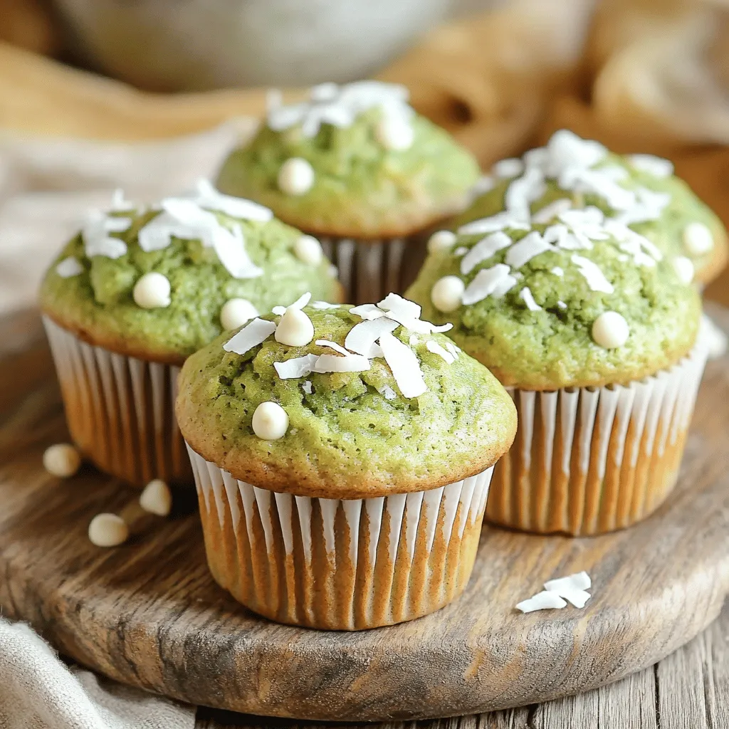 - 1 cup all-purpose flour - 1/2 cup almond flour - 2 teaspoons matcha green tea powder - 1/2 teaspoon baking powder - 1/2 teaspoon baking soda - 1/4 teaspoon salt - 1/2 cup granulated sugar - 1/4 cup honey - 1/2 cup Greek yogurt - 2 large eggs - 1/4 cup vegetable oil - 1 teaspoon vanilla extract - 1/4 cup white chocolate chips (optional) - 2 tablespoons shredded coconut (for garnish) I love to use fresh ingredients for my matcha green tea muffins. Each part plays a role in making them tasty and healthy. For example, the matcha green tea powder gives a bright green color and unique flavor. It's rich in antioxidants, which help my body fight off free radicals. I always choose high-quality matcha for the best results. Almond flour adds a nutty taste and moist texture. It also has healthy fats that keep you full longer. Greek yogurt adds protein and moisture, making the muffins tender. When I bake, I mix my dry and wet ingredients separately. This helps me avoid overmixing. Overmixing can make muffins tough instead of soft. I also like to add white chocolate chips for a sweet surprise. They melt slightly and create pockets of sweetness in each bite. Finally, I sprinkle shredded coconut on top. It adds an extra crunch and tropical vibe. It's a simple touch that makes these muffins even more delightful. For the full recipe, check out the section above. Enjoy these muffins as a snack or breakfast treat! 1. Preheating the oven and preparing the muffin tin: Start by preheating your oven to 350°F (175°C). This step is key for even baking. Line a muffin tin with paper liners or grease it lightly with oil. This helps the muffins release easily after baking. 2. Mixing dry and wet ingredients separately: In a large bowl, whisk together the dry ingredients: all-purpose flour, almond flour, matcha powder, baking powder, baking soda, and salt. This ensures even distribution of the matcha flavor. In another bowl, combine granulated sugar and honey. Add Greek yogurt, eggs, vegetable oil, and vanilla extract. Whisk until smooth and creamy. - How to properly combine wet and dry ingredients without overmixing: Gradually pour the wet ingredients into the dry mix. Use a spatula or wooden spoon to stir gently. Mix just until you see no dry flour. Overmixing can lead to tough muffins. - Importance of adding chocolate chips: If you like a touch of sweetness, fold in white chocolate chips. They melt slightly while baking, adding a delightful surprise in each bite. Plus, the contrast of flavors with matcha is nice! - Recommended muffin baking times: Spoon the batter into your prepared muffin tin, filling each cup about two-thirds full. Bake in your preheated oven for 15 to 18 minutes. Keep an eye on them towards the end for that perfect golden color. - Checking doneness with a toothpick: To check if your muffins are done, insert a toothpick into the center of a muffin. If it comes out clean, they are ready. If not, give them a couple more minutes. Once done, let them cool in the tin for five minutes. Then transfer them to a wire rack to cool completely. To get the best matcha green tea muffins, avoid common baking mistakes. Make sure to measure your flour correctly. Too much flour can make your muffins dry. Use the spoon-and-level method for accuracy. Next, mix your dry and wet ingredients in separate bowls first. This helps to avoid overmixing. When you combine them, mix just until they are blended. A few lumps are okay! To achieve the perfect texture, it's key to use room temperature eggs and yogurt. Cold ingredients can lead to dense muffins. Also, don't forget to preheat your oven. If it’s not hot enough, the muffins won’t rise well. Presentation matters! Serve your muffins warm on a pretty platter. Dust them with a little matcha powder for that extra flair. You can also sprinkle some shredded coconut on top for color. Pair these muffins with a hot cup of green tea. The flavors of matcha and tea blend beautifully together. You could also enjoy them with a glass of almond milk. This adds a nice touch to the healthy treat. To store your muffins, keep them in an airtight container. This prevents them from drying out. You can leave them at room temperature for 2-3 days. If you want to keep them longer, freeze them. For freezing, wrap each muffin in plastic wrap, then place them in a freezer bag. When ready to eat, thaw them at room temperature. You can also reheat them in the microwave for 15-20 seconds. This keeps them warm and soft for your snack time. {{image_2}} You can easily change the flavor of your matcha green tea muffins. Adding fruit is a great way to do this. Blueberries or raspberries mix well with matcha. Their tartness contrasts nicely with the earthy taste of green tea. You can also fold in chopped nuts or seeds. Walnuts, almonds, or even pumpkin seeds add a delightful crunch. These simple tweaks make each muffin unique and tasty. If you need gluten-free muffins, use almond flour or a gluten-free blend. These options work well and keep the muffins moist. For those who want dairy-free muffins, substitute the Greek yogurt with a non-dairy yogurt. This keeps the recipe creamy without using dairy. Making these swaps allows everyone to enjoy the muffins. Seasonal flavors can make your muffins special throughout the year. In fall, try adding pumpkin puree and a pinch of cinnamon. This gives your muffins a warm, cozy taste. In spring, consider adding diced apples or fresh strawberries. The fruits add sweetness and freshness to your muffins. Seasonal changes keep your baking exciting and tailored to the time of year. For the complete recipe, check out the [Full Recipe]. To keep your matcha green tea muffins fresh, use an airtight container. Glass or plastic containers work well. Avoid metal containers, as they can affect the taste. You can store muffins at room temperature for up to three days. If you want them to last longer, put them in the fridge. They can stay fresh for about a week in the fridge. Just remember to let them cool completely before storing. Freezing muffins is a great way to keep them tasty for longer. To freeze, wrap each muffin in plastic wrap. Then, place them in a freezer bag. Make sure to remove as much air as you can. This helps keep them fresh. When you're ready to eat one, take it out of the freezer. You can thaw it in the fridge overnight. If you want it warm, microwave it for 15-20 seconds. Just watch it closely to avoid overheating. Enjoy your muffins anytime with these simple storage tips! For the full recipe, check out the details above! Matcha is a special type of green tea. It comes from Japan. Unlike regular tea, you use the whole leaf. This gives matcha a rich flavor and bright color. You can use matcha in many ways. You can drink it, bake with it, or mix it in smoothies. It is full of antioxidants, which are good for your health. Yes, you can use other flours! If you want a gluten-free option, try almond flour or coconut flour. You can mix different flours, too. Just keep the same total amount. For example, if you use almond flour, use less all-purpose flour. This way, you keep the right texture in your muffins. Check the muffins after 15 minutes. Insert a toothpick in the center. If it comes out clean, they are done! If it has wet batter, bake for a few more minutes. The tops should look golden and spring back when you touch them. This means they are fluffy and ready to eat. You can easily adjust the sweetness! If you like your muffins sweeter, add more sugar or honey. Just remember that too much can change the texture. Start with one extra tablespoon and see how it tastes. You can also use maple syrup or agave syrup for a different flavor. No Greek yogurt? No problem! You can use regular yogurt or sour cream instead. Both will keep your muffins moist. If you want a dairy-free option, use applesauce or a plant-based yogurt. These substitutes work well and still taste great in your muffins. For the full recipe, check above. These matcha muffins combine flavor and health benefits. You learned about essential ingredients, their health perks, and how to bake perfectly. I also shared tips on storage and creative variations. You can customize these muffins to fit your tastes and dietary needs. Remember, baking takes practice. Don't worry if they aren't perfect the first time. Enjoy the process and savor each bite. Try these muffins, share them, and make them your own!