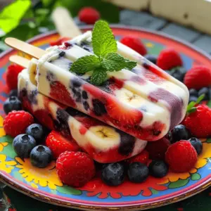To make berry smoothie popsicles, you need a few simple items. Here’s the list: - 1 cup mixed berries (strawberries, blueberries, raspberries) - 1 banana, sliced - 1 cup Greek yogurt (plain or vanilla) - 1 tablespoon honey or maple syrup (adjust based on sweetness preference) - 1/2 cup coconut water or almond milk - A squeeze of fresh lemon juice You can use fresh or frozen berries for these popsicles. Fresh berries taste bright and juicy. They work well if they are in season. Frozen berries are easy to find and often cheaper. They blend smoothly and give a nice texture. You can keep frozen berries on hand for quick treats. Just make sure to thaw them slightly before blending. You can swap Greek yogurt for dairy-free options, like coconut yogurt. For sweeteners, try agave syrup or stevia if you want a lower sugar option. If you prefer no sweeteners, skip them entirely! The banana adds natural sweetness, making it a great choice. Feel free to mix and match based on your taste. For the full recipe, you can check out the complete instructions to create this delightful treat. Start by gathering all your ingredients. You will need mixed berries, a banana, Greek yogurt, honey or maple syrup, coconut water or almond milk, and lemon juice. Place these items in your blender. Blend on high speed until you get a smooth and creamy mixture. This may take about one to two minutes. If the mixture sticks to the sides, stop and scrape it down. Taste the mixture. If it's not sweet enough, add more honey or syrup and blend again. Once the mixture is smooth, it’s time to pour it into your popsicle molds. Use a funnel if you have one for less mess. Fill each mold, but leave some space at the top. This space lets the popsicles expand as they freeze. Insert popsicle sticks into each mold, ensuring they stand straight. Now, place the molds in the freezer. Let them freeze for at least 4 to 6 hours. For best results, leave them overnight. When you’re ready to enjoy your popsicles, run warm water over the outside of the molds for a few seconds. This helps release the popsicles easily. Gently pull them out, and they are ready to eat. Enjoy your Berry Bliss Popsicles! To get a creamy texture, use Greek yogurt. It adds thickness and richness. Blend the fruits well to break them down completely. This makes each bite smooth and tasty. If you want a softer texture, try adding a bit more coconut water or almond milk. This will help the mixture blend nicely. Removing popsicles can be tricky. To make it easy, run warm water over the molds. Hold the molds under warm water for about 10 seconds. This warms the outside and helps the popsicles slide out. Be gentle when pulling them out to avoid breaking. Taste the mixture before you freeze it. If it’s not sweet enough, add more honey or maple syrup. You can also use ripe bananas for added sweetness. If you want a tangy flavor, a squeeze of lemon juice is great. This gives a fresh kick that balances the sweetness. {{image_2}} You can mix and match berries for unique flavors. Try strawberries, blueberries, and blackberries. Each berry brings its own taste. Strawberries add sweetness, while blueberries give a nice tartness. Blackberries offer a deep, rich flavor. You can also use raspberries for a fun twist. Experimenting with different berry combos keeps these pops interesting! Want to add crunch? Toss in some nuts or seeds. Chopped almonds or walnuts work great. They add texture and healthy fats. You can also sprinkle chia seeds or flaxseeds in the mix. These seeds boost fiber and omega-3s. Just remember to blend them in well for a smooth finish. If you want a dairy-free version, swap Greek yogurt for coconut yogurt. This keeps the creaminess and makes it vegan. You can also use plant-based milk like almond or oat. Use maple syrup instead of honey for added sweetness. These changes make the popsicles friendly for everyone! To keep your berry smoothie popsicles fresh, store them in the freezer. Make sure they are in a sealed container. You can wrap each popsicle in plastic wrap for extra protection. This will help stop freezer burn and keep them tasty. Aim to eat them within a month for the best flavor. Use airtight containers or freezer bags for storage. If you want, you can also use popsicle molds with lids. Labels can help you keep track of when you made them. This way, you know how long they have been in the freezer. For the best taste, freeze your popsicles for at least 4-6 hours. This time allows them to become solid. If you want to store them longer, they can last for up to two months. However, the longer they freeze, the more they might lose flavor. So, try to enjoy them within a month. For the full recipe, check the earlier section! Berry smoothie popsicles can last about two months in the freezer. Make sure to keep them in an airtight container. This helps prevent freezer burn and keeps them fresh. Always check for any ice crystals before enjoying. If they look good, they are likely safe to eat. Yes, you can use many kinds of fruits! Try mango, peach, or even kiwi for a twist. Each fruit adds a unique flavor and color. Just remember to balance sweet and tart fruits for the best taste. Mixing fruits can create a fun surprise with every bite. Absolutely! Berry smoothie popsicles offer vitamins, fiber, and antioxidants. Berries help support your immune system. Yogurt adds protein and probiotics, which are great for digestion. These popsicles are a tasty way to enjoy healthy snacks without added sugars. If you don’t have molds, use small cups or ice cube trays instead. Pour the mixture into your chosen container and insert sticks carefully. Cover the top with aluminum foil to hold the stick in place. Freeze until solid, then enjoy your homemade treats. If your popsicles are too hard, let them sit at room temperature for a few minutes. This softens them slightly for easier eating. You can also run warm water over the outside of the molds to help release them. This will make your berry smoothie popsicles easier to enjoy! In this blog post, we explored how to make delicious berry smoothie popsicles. We discussed ingredients, like fresh or frozen berries, and yogurt substitutes. The step-by-step guide covered blending, pouring, and freezing. I shared tips for the right texture and easy mold removal. You learned how to create tasty variations and store leftovers properly. Remember, these popsicles are fun, easy, and healthy. Experiment with flavors and enjoy your refreshing treats!
