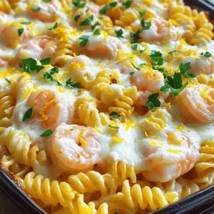 - 12 oz uncooked pasta (fusilli or penne) - 1 lb shrimp, peeled and deveined - 4 tablespoons unsalted butter - 4 cloves garlic, minced - 1/2 teaspoon red pepper flakes (adjust to taste) - 1 cup chicken or vegetable broth - 1 cup heavy cream - 1 cup shredded mozzarella cheese - 1/2 cup grated Parmesan cheese - 1 lemon, zested and juiced - 1/4 cup fresh parsley, chopped - Salt and pepper to taste Gather these ingredients before you start. Each item plays a key role in making this dish rich and flavorful. It’s important to use fresh shrimp to get the best taste. The garlic adds aroma, while the red pepper flakes give it a nice kick. The heavy cream and cheeses make the sauce creamy and indulgent. Don’t forget the lemon zest and juice; they brighten up the flavors. Fresh parsley adds a lovely touch at the end. If you want to check out the full recipe, just follow the link. This dish is simple yet satisfying, perfect for any night! - Cook pasta until al dente. - Drain and set aside. To prepare the pasta, start by boiling a large pot of salted water. Once the water is bubbling, add 12 oz of uncooked pasta, like fusilli or penne. Follow the package instructions for cooking time, usually around 8-10 minutes. The key is to stop cooking just before it gets too soft. Drain the pasta in a colander and let it sit while you move on to the next steps. - Sauté garlic and red pepper flakes. - Add shrimp and season. In a large skillet, melt 4 tablespoons of unsalted butter over medium heat. Add 4 minced garlic cloves and 1/2 teaspoon of red pepper flakes. Stir this mix for about one minute until the garlic smells amazing. Next, add 1 lb of peeled and deveined shrimp to the skillet. Cook the shrimp for about 3-4 minutes until they turn pink and opaque. Season with salt and pepper to taste. - Combine broth and cream. - Incorporate cheeses and lemon. Pour in 1 cup of chicken or vegetable broth and 1 cup of heavy cream. Bring this mixture to a gentle simmer. While it simmers, stir in half of the 1 cup of shredded mozzarella cheese and half of the 1/2 cup of grated Parmesan cheese. Add the zest and juice of 1 lemon to brighten the flavor. Mix until the cheese melts and the sauce becomes creamy. - Mix pasta with shrimp and sauce. - Transfer to baking dish and top with cheese. Combine the cooked pasta with the shrimp mixture in the skillet. Stir until the pasta is well coated with the creamy sauce. Then, transfer the mixture into a greased 9x13 inch baking dish. Top it with the remaining mozzarella and Parmesan cheeses to create a delicious crust when baked. - Preheat oven to 350°F (175°C). - Bake until bubbly and golden brown. Preheat your oven to 350°F (175°C). Once preheated, place your baking dish in the oven. Bake for 25-30 minutes, or until the top is bubbly and turns golden brown. This will create a beautiful, cheesy crust that you will love. Enjoy this dish fresh from the oven! For the full recipe, check [Full Recipe]. To avoid overcooking shrimp, cook them quickly. Shrimp only need about 3-4 minutes in the pan. They turn pink and opaque when done. If you cook them too long, they become rubbery. Always keep an eye on them. For even cooking, make sure they are all about the same size. If using frozen shrimp, let them thaw first. This helps them cook evenly. Achieving the right sauce texture is key for a great bake. Start with butter and garlic, then add broth and cream. Bring the mix to a gentle simmer. Stir in the cheeses slowly. This helps them melt evenly. If your sauce is too thick, add a splash of broth. If it’s too thin, let it cook a little longer. You want a smooth, creamy sauce that coats the pasta. To boost flavor, try adding herbs and spices. Fresh parsley works well, bringing brightness to the dish. You can also add a pinch of thyme or basil for depth. For a kick, consider more red pepper flakes. A splash of white wine can add a nice touch, too. Each of these adds layers of flavor that make your dish stand out. {{image_2}} You can boost the nutrition of your Shrimp Scampi Pasta Bake by adding vegetables. Some great options include: - Spinach - Cherry tomatoes - Bell peppers - Zucchini These vegetables add color and flavor. You can sauté them with the garlic before adding the shrimp. This extra step enhances both taste and texture. If you want a change from shrimp, you can use chicken or scallops. Cook the chicken until it is fully done, about 5-7 minutes. For scallops, sear them for 2-3 minutes on each side. Both options work well with the same creamy sauce. This gives you more ways to enjoy this dish. For a gluten-free Shrimp Scampi Pasta Bake, swap out the pasta and dairy. Use gluten-free pasta made from rice or quinoa. For the cream, choose coconut cream or a dairy-free option. This makes the dish safe for those with gluten allergies or intolerances. You can still enjoy the same great flavors and textures without any gluten. Try these variations to keep your Shrimp Scampi Pasta Bake exciting and satisfying. For the Full Recipe, refer to the earlier section in this article. To keep your Shrimp Scampi Pasta Bake fresh, store it in an airtight container. Let it cool to room temperature first. This prevents condensation, which can make your dish soggy. Place it in the fridge and enjoy it within three days. Label the container with the date for easy tracking. If you want to save some for later, freezing is a great option. First, let the dish cool completely. Then, cut it into portions and wrap them tightly in plastic wrap. Place the wrapped portions in a freezer-safe bag. This helps avoid freezer burn. You can freeze it for up to three months. When you’re ready to eat it, thaw it overnight in the fridge. To reheat, avoid drying out your pasta bake. Use an oven for best results. Preheat the oven to 350°F (175°C). Cover the dish with foil to keep moisture in. Heat for about 20-25 minutes. If you prefer using a microwave, place a portion in a microwave-safe dish. Add a splash of broth or cream to keep it moist. Heat it in short bursts, stirring in between. This will help ensure your meal remains creamy and delicious. I recommend using fusilli or penne pasta. These shapes hold the sauce well. Their twists and tubes trap bits of shrimp and garlic, giving each bite great flavor. You can also use rotini or ziti if you like. The key is to pick a pasta that cooks well and pairs nicely with the creamy sauce. Yes, you can prepare this dish in advance. Cook the pasta and shrimp, then mix everything together. Place it in your baking dish. Cover it and store it in the fridge for up to two days. When you're ready to bake, just preheat the oven and cook it as normal. This makes it a great option for busy days. To make the dish less spicy, reduce the red pepper flakes. You can start with a pinch or skip them altogether. You can also add some extra cream or cheese to tone down the heat. This way, you keep the flavor without the kick. Yes, you can use frozen shrimp. Just make sure to thaw them before cooking. Place them in cold water for about 15 minutes. Pat them dry, then cook as you would fresh shrimp. This is a great way to save time while still enjoying tasty shrimp. Pair the bake with a crisp salad or garlic bread. A simple green salad with a lemon vinaigrette works well. Roasted vegetables like asparagus or broccoli also complement the dish nicely. These sides balance the creaminess of the pasta and add freshness. For the complete Shrimp Scampi Pasta Bake recipe, check the [Full Recipe]. This blog post covered the tasty Shrimp Scampi Pasta Bake. We explored key ingredients, step-by-step cooking, and how to enhance flavor. I shared tips for perfect shrimp and creamy sauce. You can also customize this dish with veggies or alternative proteins. Remember, storing and reheating properly keeps it delicious. Enjoy making this dish with your favorite twists! It’s simple and fun to share with friends and family. Your kitchen will be the place everyone wants to be.
