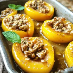 - 4 ripe nectarines - 4 tablespoons honey - 1 teaspoon ground cinnamon The main stars of this dish are ripe nectarines. They have a sweet and juicy flavor that shines when baked. Honey adds a natural sweetness. Ground cinnamon brings warmth and spice to the mix. - 2 tablespoons butter - 1/4 cup rolled oats - 1/4 cup chopped walnuts (or almonds) Butter helps create a rich glaze when mixed with honey and cinnamon. Rolled oats give a nice crunch on top. You can use walnuts or almonds for added texture and flavor. - A pinch of sea salt - Fresh mint leaves for garnish Adding a pinch of sea salt enhances the sweetness of the nectarines. Fresh mint leaves can brighten the dish and add a pop of color. You can find the Full Recipe for detailed steps on how to put this treat together. - Preheat your oven to 350°F (175°C). - Take four ripe nectarines. Cut them in half and remove the pits. - In a small bowl, mix together 2 tablespoons of melted butter, 4 tablespoons of honey, and 1 teaspoon of ground cinnamon. This creates a sweet and warm glaze. - Place the halved nectarines in a baking dish with the cut side facing up. - Drizzle the honey cinnamon glaze over each half. Make sure every piece is well coated. - In another bowl, combine 1/4 cup of rolled oats, 1/4 cup of chopped walnuts, and a pinch of sea salt. Sprinkle this mixture on top of the nectarines for added crunch. - Bake the nectarines in the preheated oven for about 20 minutes. They should be tender and the tops golden brown. - Once done, remove the dish from the oven. Let it cool for a few minutes before serving. Enjoy the full recipe for more details on how to create this delightful treat! To pick the best nectarines, look for fruits that feel slightly soft but not mushy. A ripe nectarine has a sweet smell and a vibrant color. Check for smooth skin without blemishes. If the skin has a slight give when pressed, it's ready to enjoy. For tender nectarines, do not over-bake them. Bake at 350°F for about 20 minutes. You want them soft but still holding their shape. Keep an eye on them. If the tops start to burn, cover them lightly with foil. Garnish with fresh mint leaves for a pop of color. You can also drizzle extra honey glaze on top for more sweetness. Serve warm with a scoop of vanilla ice cream for a delightful treat. This makes each bite even richer and more satisfying. Enjoy your baked nectarines with a friend or family member for a special touch! {{image_2}} You can switch walnuts for almonds in this recipe. Almonds bring a light crunch and a nutty taste. They work well with the sweet nectarines. If you want a nut-free version, try using seeds like sunflower or pumpkin seeds. These seeds add texture without nuts. To boost flavor, consider adding extracts. A splash of vanilla or almond extract brightens the dish. You can also mix in spices like nutmeg or allspice for added warmth. These spices blend nicely with honey and cinnamon, creating a comforting aroma. For a fun twist, top your baked nectarines with ice cream or yogurt. Vanilla ice cream is a classic choice that pairs beautifully. Drizzle extra honey or caramel sauce on top for added sweetness. This simple touch makes your dessert feel extra special. You can find the full recipe for baked nectarines with honey cinnamon to explore these variations. After enjoying your baked nectarines, store any leftovers in the fridge. Place them in an airtight container. This keeps them fresh and tasty. They will last for about three to four days. If you want to enjoy them later, make sure they cool completely before storing. You can reheat baked nectarines in the microwave or oven. For the microwave, place them on a plate and heat for about 30 seconds. This is quick, but it can make them a bit soft. For the oven, preheat it to 350°F (175°C). Place the nectarines in a baking dish and heat for about 10 minutes. This method helps keep their texture. If you want extra flavor, drizzle a little honey on top before reheating. You can freeze baked nectarines for later enjoyment. After they cool, place them in a single layer on a baking sheet. Freeze them for about two hours until solid. Then, transfer them to a freezer bag or container. Make sure to remove as much air as possible. They will keep well for up to three months. When you’re ready to eat, thaw them in the fridge overnight. For a quick method, you can microwave them on low until soft. Baked nectarines stay fresh for about three to five days in the fridge. Store them in an airtight container. This keeps them moist and tasty. If you want to enjoy them later, just remember to check for any signs of spoilage. Yes, you can! Try peaches, plums, or apples. They work well with the honey cinnamon mix. Each fruit adds a unique flavor. Feel free to get creative and use your favorites. No, you don't need to peel nectarines. The skin adds texture and flavor. If you prefer a softer bite, you can peel them. It is all about your taste. Both ways are delicious. You can serve baked nectarines with vanilla ice cream for a sweet touch. Greek yogurt also pairs well and adds creaminess. Try them alongside granola or oatmeal for a hearty breakfast. Enjoy experimenting with different sides! In this blog post, we explored how to make delicious baked nectarines. You learned about the main ingredients like ripe nectarines and honey, and some optional garnishes to enhance performance. We covered step-by-step instructions, helpful tips, and ways to customize the dish. Baking nectarines can be fun and rewarding. With these steps, you can create a tasty treat any time. Experiment with flavors and enjoy your creations!