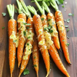 - 1 pound baby carrots - 4 cloves of garlic, minced - 2 tablespoons olive oil To make roasted garlic Parmesan carrots, you need fresh baby carrots. They are sweet and tender. If you can't find baby carrots, use regular carrots. Just peel and slice them into sticks. Minced garlic adds a rich flavor. Olive oil helps the carrots roast well. - 1/2 cup grated Parmesan cheese - 1 teaspoon dried Italian herbs (oregano, thyme, or basil) - Salt and pepper to taste Grated Parmesan cheese gives a creamy taste. You can add Italian herbs for more depth. They boost the flavor and aroma. Salt and pepper balance the dish. Adjust them to your taste. - Fresh parsley, chopped - Alternative cheese options Chopped fresh parsley adds color and freshness. It makes your dish look nice. If you want different cheese, try feta or nutritional yeast. These can change the taste and suit various diets. For the complete preparation, check out the Full Recipe. First, you need to preheat your oven. Set it to 425°F (220°C). This hot oven helps the carrots roast well and become tender. Next, gather your ingredients in a large mixing bowl. Add the baby carrots, minced garlic, olive oil, dried herbs, salt, and pepper. Toss everything together. Make sure the carrots get well coated. Now, spread the carrots out on a baking sheet. Line it with parchment paper. This keeps them from sticking and helps with cleanup. Roast the carrots in the preheated oven for 20 minutes. Halfway through, stir them to cook evenly. After 20 minutes, take the baking sheet out of the oven. Sprinkle the grated Parmesan cheese on top of the carrots. Return the baking sheet to the oven. Roast for an additional 5 to 7 minutes. The cheese should melt and turn slightly golden. Once done, let the carrots cool for a few minutes. Then, transfer them to a serving dish and garnish with fresh parsley. You now have a tasty side dish! For the full recipe, check out the complete instructions. To get the best flavor, choose fresh carrots. They should feel firm, not soft. Cut them into even pieces. This helps them cook at the same rate. For great caramelization, use high heat. Preheat your oven to 425°F (220°C). This will give the carrots a nice golden color. For even cooking, stir the carrots halfway. This ensures every piece gets that tasty roast. If you want a deeper flavor, roast the garlic with the carrots. This adds a sweet, rich taste that blends well with Parmesan. You can make these carrots even better by adding spices. Try a pinch of paprika or some chili flakes for heat. Adding fresh herbs like thyme or rosemary can also boost the taste. For a twist, use different cheese. Goat cheese or feta offers a tangy flavor that contrasts well with the sweetness of the carrots. Presentation matters! Arrange the roasted garlic Parmesan carrots in a circle on a platter. Sprinkle fresh parsley on top for a pop of color. You can serve them with grilled chicken or fish for a complete meal. They also pair nicely with a fresh salad. For more ideas, check out the Full Recipe for Roasted Garlic Parmesan Carrots. {{image_2}} You can swap the carrots for other seasonal veggies. Try using baby potatoes, zucchini, or bell peppers. Each vegetable brings its own taste and texture to the dish. For example, roasted bell peppers add a sweet, smoky flavor. Simply adjust the cooking time based on the vegetable you choose. Thicker veggies may need longer roasting, while softer ones may cook faster. To make this dish gluten-free, just check your Parmesan cheese label. Most brands are gluten-free, but it’s good to be sure. For a dairy-free option, use a vegan cheese or nutritional yeast. This option will still give you a savory taste. You can also replace Parmesan with crushed nuts for a crunchy topping. It adds a new texture while keeping it dairy-free. You can boost the flavor by adding different herbs or spices. Try thyme, rosemary, or even a pinch of chili flakes for heat. Each herb brings a unique taste that can change the dish’s vibe. For a fresh twist, add lemon zest or a splash of balsamic vinegar. These options make the roasted garlic Parmesan carrots feel new and exciting. Want the full experience? Check out the Full Recipe for more details! To keep your roasted garlic Parmesan carrots fresh, store them in an airtight container. Make sure the carrots cool completely before sealing. This keeps moisture out and helps them last longer. In the fridge, they can last up to four days. If you notice any signs of spoilage, such as a sour smell or slimy texture, throw them away. You can freeze roasted carrots if you want to save some for later. First, let the carrots cool completely. Then, place them in a single layer on a baking sheet and freeze for one to two hours. Once frozen, transfer them to a freezer-safe bag or container. They will stay good for up to three months. Remember to label your bags with the date for easy tracking. When you are ready to enjoy your frozen or refrigerated carrots, reheating is simple. For best results, use an oven. Preheat it to 350°F (175°C). Spread the carrots on a baking sheet. Heat them for about 10-15 minutes, or until hot. If you want to restore some crispness, broil them for a couple of minutes at the end. You can also reheat them in the microwave, but this may make them softer. Enjoy your flavorful side dish! For the full recipe, check the earlier sections. Roasted carrots last about 3 to 5 days in the fridge. Store them in a sealed container. This helps keep them fresh. If you want to enjoy them later, try to use them within this timeframe. You can use frozen carrots, but the texture may change. Frozen carrots often become soft when cooked. If you choose to use them, reduce the cooking time. You may need to roast them longer to get the right flavor. If you want a cheeseless option, try nutritional yeast. It gives a cheesy flavor without dairy. For a lower-calorie choice, use reduced-fat cheese. You can also use pecorino cheese for a similar taste. Just remember, using different cheeses may change the dish's flavor slightly. Yes, you can make this recipe ahead of time. Roast the carrots and store them in the fridge. When you're ready to eat, simply reheat them in the oven. This keeps them warm and tasty. For best results, heat them at a low temperature to avoid drying them out. Check out the Full Recipe for detailed steps! Roasted garlic Parmesan carrots are simple yet tasty. You only need a few main ingredients and steps. Start by tossing baby carrots with olive oil and minced garlic. Roast them until tender, then add Parmesan for extra flavor. Remember, you can change this recipe to fit your needs. Use other vegetables, herbs, or cheeses. Enjoy your delicious dish alongside your favorite meals. These tips help you make the best roasted carrots every time. Try them out, and you’ll love the results!