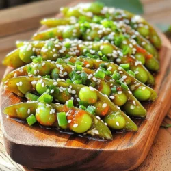 - 2 cups edamame (in pods), fresh or frozen - 2 tablespoons sweet chili sauce - 1 tablespoon soy sauce - 1 teaspoon sesame oil - 1 teaspoon fresh ginger, grated - 1 clove garlic, minced - 1 teaspoon sesame seeds - 2 green onions, finely sliced - Salt to taste To make Sweet Chili Edamame, you need simple and fresh ingredients. Edamame is the star here. They are young soybeans, rich in protein and fiber. You can find them in the frozen aisle if fresh ones aren’t available. The sweet chili sauce adds a nice kick to the dish. It is sweet, spicy, and brings a wonderful flavor. Soy sauce adds depth, while sesame oil gives a nutty aroma. Ginger and garlic brighten the taste and give it a warm, cozy feel. Green onions add a fresh crunch, and sesame seeds offer a little crunch and nutty flavor. - Calories per serving: Around 150 calories. - Macronutrient breakdown: Approximately 10g protein, 7g carbs, and 10g fat. - Health benefits of edamame: Edamame is packed with nutrients. They are high in protein and fiber, making them filling and healthy. These beans also contain antioxidants and vitamins. Eating edamame can help your heart health and support weight loss. Plus, it's a great snack for any time of the day! For the full recipe, check out the Sweet Chili Edamame link above! To start, you need to cook the edamame. You can use fresh or frozen edamame. For frozen edamame, boil water in a pot. Add the edamame pods and cook them for 3-5 minutes. They should be tender when done. If you have fresh edamame, steam them for about 5 minutes. They should turn bright green and feel soft. After cooking, drain the edamame and set them aside. Next, let’s make the sweet chili sauce mixture. In a small bowl, whisk together the sweet chili sauce, soy sauce, sesame oil, grated ginger, and minced garlic. Mix until all the ingredients blend well, creating a tasty sauce that will coat your edamame. Now, let’s cook the edamame. Take a large skillet and heat it over medium heat. Add your cooked edamame pods to the skillet. Pour the sweet chili sauce mixture over the edamame. Toss the pods gently to coat them evenly with the sauce. Cook for an additional 2-3 minutes, stirring occasionally. You want the sauce to heat through and stick well to the edamame. This step makes the flavors pop. Once done, remove the skillet from the heat. Sprinkle sesame seeds and finely sliced green onions on top. If you like, add a pinch of salt for extra flavor. You can serve this dish warm or at room temperature. It works great as an appetizer or snack. For drinks, pair sweet chili edamame with iced tea or a light beer. These beverages complement the dish well. If you want more ideas, check out the Full Recipe for inspiration! To ensure your edamame is tender, start with boiling water. If you use frozen edamame, cook them for 3-5 minutes. For fresh edamame, steam them for about 5 minutes. You want them bright green and soft. When adjusting the sauce to taste, start with less. Add sweet chili sauce slowly. Taste it as you go. If you want more heat, add more chili sauce or a dash of sriracha. If you don't have sweet chili sauce, try using teriyaki or hoisin sauce. Both bring a nice flavor. For the sesame oil, olive oil works too, but it changes the taste a bit. You can also get creative with toppings. Consider adding crushed red pepper for heat or chopped cilantro for freshness. Chopped nuts add crunch. {{image_2}} To spice things up, try adding sriracha or chili flakes. This gives the dish heat and flavor. Start with a small amount of sriracha. Mix it in with the sweet chili sauce for a balanced kick. If you prefer chili flakes, sprinkle them in when cooking. Adjust the heat level to fit your taste. This variation makes your sweet chili edamame exciting and bold. Another tasty twist is sweet and sour edamame. Combine sweet chili sauce with vinegar to get a tangy flavor. Rice vinegar works well for this. Add about one tablespoon of vinegar to the sauce mix. This adds brightness and depth to the dish. The sweet and sour mix can make your edamame even more enjoyable. It’s a fun way to change up the flavors while keeping it fresh. You can also turn this recipe into a salad. Start with cooked edamame, and add fresh greens. Spinach or arugula pairs nicely with the edamame. Chop up some cucumbers, bell peppers, and carrots for crunch. Toss in the sweet chili sauce mixture as a dressing. This creates a vibrant and healthy salad. It’s perfect for a light meal or a side dish. You can make it your own by adding more veggies or nuts. Enjoy this fresh twist while keeping it healthy! For the complete recipe, check out the Full Recipe section above. To keep your sweet chili edamame fresh, store it in the fridge. First, let it cool down to room temperature. Then, place the edamame in a clean, airtight container. This method helps to seal in flavor and moisture. Use a glass or plastic container with a tight lid. - Refrigeration methods: Cool the dish first. Use an airtight container to avoid drying out. - Recommended storage containers: Choose glass or plastic containers with lids for best results. When reheating, avoid the microwave if you can. Instead, use a skillet for even heating. This way, the edamame stays tender and does not get mushy. Heat the skillet over medium heat. Add the leftovers and stir occasionally. - Best practices for reheating: Use a skillet over medium heat for even warming. - Avoiding mushiness: Stir the edamame gently to keep the texture nice and firm. For the full recipe, check out the Sweet Chili Edamame section above! Sweet chili sauce is a tasty mix of flavors. It usually has sugar, vinegar, and chili. The sauce is thick and sweet, with a bit of heat. You can find it in many Asian dishes. It adds a nice kick to meals. Look for it in stores or make your own at home. Yes, you can use shelled edamame. To cook shelled edamame, boil them in water for 3-4 minutes. You can also steam them for about the same time. Make sure they are tender before using them in the dish. Shelled edamame absorbs flavors well from the sweet chili sauce. To make sweet chili edamame vegan, use soy sauce that does not have animal products. You can also swap sesame oil for another oil, like olive oil. Check the sweet chili sauce label for vegan options. Many brands offer vegan-friendly sauces. You can find sweet chili edamame in many Asian restaurants. Sushi bars often serve it as an appetizer. Look for places that focus on Asian cuisine. Some trendy cafes also have this dish on their menu. It is a great snack to share with friends. For the full recipe, try making it at home! In this post, we explored how to make delicious sweet chili edamame. We covered the key ingredients, step-by-step cooking instructions, and tips for perfecting the dish. Nutritional facts highlight the health benefits of edamame. Remember, you can easily vary the recipe to suit your taste. Store leftovers properly and reheat them without losing texture. This dish is simple, tasty, and versatile. Enjoy it as a snack or side. Try it today and impress your friends and family with your cooking skills!