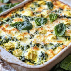 - 2 cups fresh spinach, chopped - 1 can (14 oz) artichoke hearts, drained and chopped - 1 cup cream cheese, softened - 1 cup Greek yogurt (or sour cream) - 1 cup shredded mozzarella cheese - 1/2 cup grated Parmesan cheese - 2 cloves garlic, minced - 1 teaspoon lemon juice - 1/2 teaspoon red pepper flakes (optional for spice) - Salt and pepper to taste The fresh ingredients bring life to the dip. Spinach adds a green, healthy touch. Artichokes give a unique flavor. These fresh veggies make the dip vibrant and tasty. The dairy components create a creamy base. Cream cheese adds richness. Greek yogurt or sour cream keeps it light. Mozzarella gives a stretchy texture, while Parmesan adds a salty kick. Together, these cheeses make the dip rich and satisfying. Flavor enhancers are key. Garlic brings depth to the dish. Lemon juice adds brightness. Red pepper flakes can spice things up if you like it hot. Salt and pepper balance all the flavors. For the complete recipe, check out Spinach Artichoke Delight Dip. - Preheat the oven to 350°F (175°C). - In a large mixing bowl, combine cream cheese and Greek yogurt. Mix until smooth. - Add chopped spinach, artichoke hearts, mozzarella cheese, and Parmesan cheese to the bowl. - Stir in minced garlic, lemon juice, red pepper flakes, salt, and pepper. Mix until well combined. - Transfer the mixture to a baking dish and spread it evenly. - Bake for 25-30 minutes until the dip is bubbly and golden. This will create a creamy and flavorful dish that everyone will love. For the full recipe, check out our detailed guide! - Use a hand mixer for a smoother consistency. This will help blend the cream cheese and yogurt perfectly. - Bake in a ceramic dish for even heating. This ensures that the dip warms up nicely without burning. - Add a dash of Worcestershire sauce for extra depth. This small change can make a big difference in taste. - Experiment with different cheese blends. Try using cheddar or gouda for a unique twist on flavor. - Serve warm with pita chips, baguette slices, or veggie sticks. These options add a nice crunch to each bite. - Garnish with extra Parmesan and fresh spinach leaves. This not only looks great but also enhances the flavor. Use these tips to create the best Spinach Artichoke Delight Dip! For the full recipe, check the earlier section. {{image_2}} To make a vegan version, swap cream cheese and yogurt. Use cashew cream instead. It gives a rich feel. Nutritional yeast can add a cheesy flavor. Blend soaked cashews with some water to make the cream. Mix in a little lemon juice for brightness. If you need a gluten-free dip, choose certified gluten-free ingredients. Check the cheese and seasonings. Many brands offer good gluten-free options. This way, everyone can enjoy the dip without worry. Want some heat? Add more red pepper flakes to the mix. You can also toss in diced jalapeños for a spicy kick. This will give the dip a nice warmth. Adjust the spice level to suit your taste buds. For the full recipe, check the Spinach Artichoke Delight Dip section above. Store any leftovers in an airtight container. This keeps the dip fresh for up to 3 days. When you want a snack, just open the fridge and enjoy! If you want to save the dip for later, freeze it in a sealed container. It can last up to 2 months. Just remember to label the container with the date. To reheat, place the dip in the oven at 350°F. Heat until warmed through for the best texture. Avoid the microwave; it can make the dip rubbery. Enjoy your creamy spinach artichoke dip just like when it was fresh! The best way to serve Spinach Artichoke Dip is with pita chips, crusty bread, or fresh veggies. These options add a nice crunch and balance the creaminess of the dip. You can also try it with tortilla chips for a fun twist. Yes, you can make the dip ahead of time. Just prepare the mix and refrigerate it for up to 24 hours before baking. This makes it easy to serve at parties or gatherings. When you're ready, pop it in the oven for a warm, tasty treat. Spinach Artichoke Dip offers some health benefits from spinach and artichokes. However, be mindful of portion sizes due to the cheese and cream. Enjoy it as a treat rather than a daily snack. Balance it with fresh veggies for a healthier option. You can substitute cream cheese with Greek yogurt or a vegan cream cheese alternative. Greek yogurt gives the dip a nice tang and keeps it creamy. This swap can also reduce fat content while still tasting great. You’ll know the dip is done when you see bubbling edges and a golden top. This usually takes about 25 to 30 minutes in the oven. Let it cool for a few minutes before serving to avoid burning your tongue. I invite everyone to share their methods and variations for crafting the Spinach Artichoke Delight Dip. It’s fun to see how others put their spin on this classic dish. Feel free to experiment and make it your own! This blog post covered fresh ingredients, dairy components, and flavor boosters for Spinach Artichoke Dip. I shared step-by-step instructions on mixing, baking, and serving this dish. You can customize it with vegan or gluten-free options. Proper storage and reheating tips ensure you enjoy every bite later. Remember, this dip is great for gatherings or snacks. With simple steps and fun variations, you’re set to impress. Enjoy creating and sharing this tasty dip!