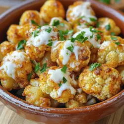 To make spicy roasted cauliflower bites, you need a few key items: - 1 large head of cauliflower, cut into bite-sized florets - 3 tablespoons olive oil - 1 teaspoon smoked paprika - 1 teaspoon garlic powder - 1/2 teaspoon cayenne pepper (adjust for spice level) - 1 teaspoon ground cumin - Salt and pepper to taste These ingredients create a tasty base. Each adds its own flavor. The smoked paprika gives a warm, smoky taste. Garlic powder adds depth, while cayenne brings the heat. You can add a few extras for more flavor: - 2 tablespoons grated Parmesan cheese (for a cheesy kick) - Fresh parsley, chopped (for garnish) The cheese melts and creates a rich layer. Parsley brightens the dish and adds color. Feel free to mix and match based on your taste! For a fun touch, try serving these bites with: - Yogurt dip - Hummus - A squeeze of lemon juice These options add creaminess and balance the spice. Each bite becomes a new experience! Want to create this dish? Check out the Full Recipe for all the details. To start, gather your ingredients. You will need one large head of cauliflower and some spices. Cut the cauliflower into bite-sized florets. This helps them roast evenly. Next, take a large bowl and add three tablespoons of olive oil. Then, add one teaspoon of smoked paprika, one teaspoon of garlic powder, and half a teaspoon of cayenne pepper. Adjust the cayenne if you want less heat. Add one teaspoon of ground cumin, salt, and pepper to taste. Mix these well to form a spicy marinade. Once mixed, add the cauliflower florets. Toss them well in the marinade until each piece is coated. This step infuses the flavor into the cauliflower. Preheat your oven to 425°F (220°C). To make cleanup easier, line a baking sheet with parchment paper. After preheating, spread the coated cauliflower florets in a single layer on the baking sheet. Make sure they are not crowded. Roast the cauliflower for 25-30 minutes. Flip them halfway through for even cooking. You want them golden brown and crispy on the edges. If you like cheese, sprinkle two tablespoons of grated Parmesan cheese on top in the last five minutes of roasting. This adds a nice cheesy flavor. For crispy bites, do not overcrowd the baking sheet. Give each piece space to breathe. Another tip is to flip the florets halfway through cooking. This ensures they brown evenly. If you want extra crunch, try using a convection setting if your oven has one. When done, let the cauliflower cool for a few minutes. Garnish with fresh chopped parsley before serving. Enjoy your tasty spicy roasted cauliflower bites! For the full recipe, check out the recipe section. To get the right spice, start with cayenne pepper. Use half a teaspoon for a mild kick. If you love heat, add more. Taste the marinade before coating the cauliflower. This lets you adjust the spice to your liking. You can also add chili powder or hot sauce for extra flavor. Roasting at 425°F (220°C) gives the best texture. Make sure to cut the cauliflower into even pieces. This helps them cook at the same rate. Don't crowd the baking sheet. Space the florets out so they crisp up nicely. Flipping them halfway through ensures even browning. You can boost flavor in many ways. Try adding lemon juice or zest before serving for brightness. Fresh herbs like thyme or rosemary can add a lovely aroma. A sprinkle of smoked salt can deepen the taste. For a cheesy twist, mix in nutritional yeast before roasting. Follow the [Full Recipe] for the main steps, but feel free to explore! {{image_2}} For a tasty twist, you can add cheese. Use grated Parmesan cheese for a rich flavor. Just sprinkle it on top during the last five minutes of roasting. The cheese melts beautifully, creating a crispy crust. You'll love how it enhances the bites! You can easily make this snack vegan. Simply skip the cheese altogether. The spices and olive oil provide plenty of flavor. You won’t miss the cheese at all. This version is still creamy and satisfying. Feel free to mix up the spices to fit your taste. Here are some ideas: - Curry Powder: Add a warm, earthy flavor. - Chili Powder: For an extra kick, use more heat. - Italian Herbs: Basil and oregano give a fresh twist. - Smoked Paprika: Add depth and a hint of sweetness. Experimenting with spices can create new and exciting flavors. Each option offers a unique taste experience, keeping your snack time fresh and fun! For the full recipe, check out the Spicy Roasted Cauliflower Bites 🥦 section. To store leftover spicy roasted cauliflower bites, let them cool first. Place them in an airtight container. They stay fresh for up to three days in the fridge. Make sure to cover them well to keep moisture out. This helps maintain their flavor and texture. When you're ready to enjoy your leftovers, reheating is key. Preheat your oven to 375°F (190°C). Spread the cauliflower bites on a baking sheet in a single layer. Heat them for 10-15 minutes. This method helps them regain their crispy edges. Avoid using the microwave, as it can make them soggy. You can freeze these bites for later use. First, let them cool completely. Then, arrange them in a single layer on a baking sheet. Freeze for about an hour until solid. After that, transfer the bites to a freezer-safe bag. They can last up to three months in the freezer. When you're ready to eat, bake them from frozen. Adjust the cooking time to ensure they heat through and crisp up nicely. For the full recipe, check out the section above. Yes, you can make spicy roasted cauliflower bites gluten-free. The main ingredients are safe. Just make sure to use gluten-free options for any dips or sauces you serve with them. Many store-bought sauces contain gluten, so check labels. To change the spice levels, adjust the cayenne pepper. If you like it hot, add more. For a milder flavor, reduce the amount. You can also add other spices like chili powder or paprika. Taste the marinade before adding cauliflower to find your perfect heat. You can serve these bites with many tasty options. Try a cool yogurt dip or creamy hummus for balance. Fresh veggies or a simple salad also make great side dishes. For something hearty, pair them with rice or quinoa. They are perfect for snacking or as a side! For the full recipe, check out the Spicy Roasted Cauliflower Bites section. In this article, we explored how to make spicy roasted cauliflower bites. You learned about the main and optional ingredients, along with serving suggestions. We covered preparation steps, roasting methods, and tips for crispiness. Remember, you can adjust spice levels to suit your taste. These bites can delight as a snack or a side dish. Keep experimenting with flavors and enjoy the crunchy goodness fresh or reheated. Try these tips for great results every time. Enjoy your cooking!