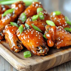To make the best Spicy Sriracha Honey Wings, you'll need the following: - 2 lbs chicken wings - 1/4 cup Sriracha sauce - 1/4 cup honey - 2 tablespoons soy sauce - 2 cloves garlic, minced - 1 teaspoon ginger, grated - 1 tablespoon sesame oil - Salt and pepper to taste These ingredients create a sweet and spicy glaze that makes the wings irresistible. You can add extra flavors to your wings with these optional ingredients: - Chili flakes for more heat - Lime juice for a zesty twist - Brown sugar for added sweetness These options let you personalize the wings to your taste. Garnishes make your dish look and taste even better. Here are my favorites: - 2 green onions, sliced - Sesame seeds These add color and crunch. They also enhance the overall flavor of your wings. For the complete details on making these wings, check out the Full Recipe. First, gather all the ingredients. You will need chicken wings, Sriracha sauce, honey, soy sauce, garlic, ginger, sesame oil, salt, and pepper. Get some green onions and sesame seeds for garnish. Preheat your oven to 400°F (200°C). Line a baking sheet with parchment paper. This makes cleanup easy. In a mixing bowl, whisk together the Sriracha sauce, honey, soy sauce, minced garlic, grated ginger, sesame oil, salt, and pepper. Make sure everything blends well. Take a large bowl or a zip-top bag. Place the chicken wings inside and pour the marinade over them. Toss the wings until they are well coated. Let them marinate for at least 30 minutes. You can also refrigerate them for up to 2 hours for extra flavor. Take the marinated wings and arrange them on the baking sheet in a single layer. Bake them in the oven for 30 to 35 minutes. Be sure to turn them halfway through cooking. You want the wings to be crispy and fully cooked. Check that the internal temperature reaches 165°F (75°C). If you like a sticky glaze, brush some extra honey over the wings in the last 5 minutes of baking. When they are done, let the wings rest for a few minutes. Garnish with sliced green onions and sprinkle with sesame seeds before you serve. Enjoy your Spicy Sriracha Honey Wings! For the complete recipe, check the Full Recipe. Marinating your chicken wings is key to great flavor. Use a bowl or a zip-top bag for easy mixing. Pour the marinade over the wings and coat them well. I recommend marinating for at least 30 minutes. For deeper flavor, go for two hours. Keep the wings in the fridge while marinating to stay safe. To get wings that are crispy outside and juicy inside, follow these steps. First, preheat your oven to 400°F (200°C). Line your baking sheet with parchment paper. This makes for easy cleanup and helps the wings crisp up. Bake for 30 to 35 minutes, turning them halfway through. Make sure they reach 165°F (75°C) inside for safety. You can change the flavor of your wings easily. Add lime juice for a citrus kick. Mix in some brown sugar for extra sweetness. Try adding chili flakes for more heat. You can even use different sauces, like BBQ or teriyaki, to mix things up. Each option gives a new twist to your wings! For the complete recipe, check out the Full Recipe section. {{image_2}} If you want to change things up, consider other sauces. You can use BBQ sauce for a sweet twist. For a tangy kick, try buffalo sauce. You can also mix honey with mustard for a unique flavor. Each sauce gives wings a different taste. Feel free to mix and match! You can cook these wings in different ways. Frying gives you a crispy skin. Heat oil in a pan and fry until golden brown. Grilling adds a smoky flavor. Just preheat your grill and cook the wings over medium heat. Both methods work great! Pair your wings with tasty sides. A fresh salad cools the heat. You can also serve them with veggie sticks and ranch dip. Fries or potato wedges are classic choices too. For a unique twist, try serving with coleslaw. These sides balance the spicy flavors of the wings. For the full recipe, check out the mentioned sections. After you enjoy your spicy Sriracha honey wings, store any leftovers right away. Place them in an airtight container. This keeps the wings fresh and tasty. They can last in the fridge for about 3 to 4 days. Make sure to let them cool before sealing. If you want to keep them longer, freezing is a great option. Reheating wings can be tricky. You want to keep them crispy and flavorful. The best way is to use the oven. Preheat your oven to 350°F (175°C). Spread the wings on a baking sheet. Heat them for about 10 to 15 minutes. This helps restore their crunch. You can also microwave them. However, they may become soggy. If you choose this method, use a microwave-safe plate and cover them with a paper towel. Freezing is simple and great for meal prep. First, let the wings cool completely. Then, place them in a freezer-safe bag. Remove as much air as you can before sealing. This prevents freezer burn. You can store them for up to 3 months. When ready to eat, thaw them overnight in the fridge. Then, follow the reheating tips to enjoy their fresh taste again. You’ll love having these wings ready anytime! For the full recipe, check out the earlier section. If you need a substitute for Sriracha, you have options. You can use hot sauce, chili paste, or even sambal oelek. Each will bring some heat and flavor. Adjust the amount based on how spicy you want your wings. If you want to keep it mild, try BBQ sauce mixed with a bit of cayenne pepper. To tone down the spice, reduce the Sriracha in the marinade. You can also add more honey or soy sauce. This will balance the heat while keeping the flavor. Another tip is to serve the wings with a cooling dip, like ranch or blue cheese dressing. These will help calm the heat. Yes, you can use frozen wings. Just make sure to thaw them first. You can do this by leaving them in the fridge overnight or using the microwave. Once thawed, follow the same steps in the Full Recipe. Cooking time may vary slightly if the wings are not fully thawed. The best dipping sauce pairs well with the sweet and spicy flavors of the wings. I recommend ranch or blue cheese dressing for a creamy contrast. If you want more heat, try a spicy mayo or a simple hot sauce. These will enhance your wing experience and bring more flavor. This blog post covered everything you need for spicy Sriracha honey wings. I shared key ingredients, steps for marinating and baking, and tips for perfect crispiness. I also included variations for sauces and cooking methods. Plus, I offered storage tips for leftovers and answered common questions. Making these wings can be fun and easy. With a little practice, you’ll impress everyone at your next gathering. Enjoy your cooking adventure!