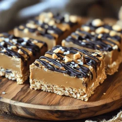 To make these tasty no-bake peanut butter bars, you need simple ingredients. Here’s what you'll need: - 1 cup creamy peanut butter - 1/2 cup honey or maple syrup - 1 cup rolled oats - 1/2 cup almond flour - 1/4 cup dark chocolate chips - 1 teaspoon vanilla extract - Pinch of salt - Optional: 1/4 cup chopped nuts Each ingredient plays an important role. The peanut butter gives a rich flavor and creamy texture. Honey or maple syrup adds sweetness and binds the mix. Rolled oats provide a hearty base. Almond flour adds a touch of nuttiness, while dark chocolate chips bring a delightful bite. A little vanilla extract enhances the overall taste, and salt balances the sweetness. Feel free to customize this recipe. You can use different sweeteners or add nuts for crunch. Each twist can make your bars unique. For the full recipe, check the details in the earlier section. These bars are not just easy to make, they are also a healthy treat! 1. Mix peanut butter and sweetener: In a large bowl, combine 1 cup of creamy peanut butter and 1/2 cup of honey or maple syrup. Stir it well until it becomes smooth. This mix gives the bars their rich flavor. 2. Combine dry ingredients: Next, add 1 cup of rolled oats, 1/2 cup of almond flour, 1 teaspoon of vanilla extract, and a pinch of salt to the bowl. Mix until you form a thick dough. This step ensures all flavors blend well. 3. Fold in chocolate chips and nuts: Now, gently fold in 1/4 cup of dark chocolate chips and any optional chopped nuts you like. This adds extra texture and a nice crunch to your bars. - Using parchment paper: Grab an 8x8 inch square baking pan. Line it with parchment paper. Leave some overhang on the sides. This helps when you take the bars out later. - Ensuring easy removal: The parchment paper keeps the bars from sticking. It makes it simple to lift them out once they’re set. - How long to chill: Place the pan in the fridge. Chill the bars for at least 1 to 2 hours. This allows them to firm up. - Importance of firm texture: Chilling is key for a good bite. It gives the bars their shape and makes them easier to cut into squares. Enjoy these tasty treats straight from the fridge! For the full recipe, check out the details above. To get the right thickness, make sure you press the mixture firmly into the pan. This helps the bars hold together well. If you want a creamier texture, try using smooth peanut butter. You can also mix in a little coconut oil or yogurt for added creaminess. For serving, place the bars on a wooden platter. This gives them a rustic look. Drizzle melted chocolate on top for a fancy touch. You can also sprinkle sea salt for a nice contrast to the sweet flavors. Feel free to add in new flavors! You can mix in cinnamon or even a scoop of protein powder. If you want to make them gluten-free, use gluten-free oats. For a nut-free option, swap peanut butter for sun butter or soy nut butter. These swaps keep the bars tasty while fitting different diets. {{image_2}} If you have nut allergies, don't worry! You can still enjoy these treats. Sunflower seed butter is a great swap for peanut butter. It has a similar creamy texture and a nice taste. You can also use soy nut butter. Both options keep the bars rich and tasty. Craving something extra? You can make chocolate-peanut butter bars! Just add cocoa powder to the peanut butter mix. This gives a rich, chocolatey flavor. You can also fold in fruits like raisins or diced apples. These add sweetness and a fun chewiness to the bars. Other mix-ins could include seeds or coconut flakes. Get creative and find your favorite combo! Want a vegan version? Swap honey for maple syrup. Both work well and keep the bars sweet. For a sugar-free option, use a sugar substitute like stevia or erythritol. Just adjust the amount to match your taste. These changes make the bars fit different diets. Enjoy a treat that meets your needs! For the full recipe, check out Nutty Delight No-Bake Peanut Butter Bars. To keep your no-bake peanut butter bars fresh, use an airtight container. A glass or plastic container works well. Make sure the lid seals tight. This helps keep moisture out and flavor in. Place a piece of parchment paper between layers if you stack them. This prevents sticking. You can freeze these bars for longer storage. Wrap each bar in plastic wrap tightly. Then, place them in a freezer bag or container. This protects them from freezer burn. To thaw, move them to the fridge for a few hours. You can also leave them at room temperature for about 30 minutes. They taste best if eaten within three months. You can store these bars in the fridge for up to one week. They stay fresh and tasty when stored properly. Look for signs of spoilage. If you see any mold or off smells, it’s time to toss them. Always trust your senses to decide if they are still good. You can use several options in place of almond flour. Oat flour is a great choice. It has a mild flavor and works well in these bars. You can also try sunflower seed flour. This is nut-free and adds a nice texture. If you want a gluten-free option, use coconut flour. Just remember to adjust the amount. Coconut flour absorbs more moisture, so use less than almond flour. Yes, you can! Using crunchy peanut butter gives the bars a fun texture. It adds little bits of peanuts that you can taste. This change will make your bars feel more rustic. The flavor stays the same, sweet and nutty. Just be sure to mix it well. This way, the crunch blends evenly with the other ingredients. These bars last about one week in the fridge. Store them in an airtight container to keep them fresh. If you want to enjoy them longer, you can freeze them. They stay tasty for up to three months in the freezer. Just remember to wrap them well. This helps avoid freezer burn. Yes, you can add protein powder! This boosts the nutrition of your bars. Mix in a scoop when you combine the dry ingredients. Be aware that it may change the texture. You might need to add a little more peanut butter or honey. This keeps the bars moist and delicious. Absolutely! To make these bars nut-free, use sunflower seed butter instead of peanut butter. This swap keeps the flavor rich and creamy. You can also use soy nut butter or pumpkin seed butter. These options work well for nut allergies. Just make sure to check for any added sugars or oils. These no-bake peanut butter bars are simple to make and delicious to eat. We covered all the steps, from mixing ingredients to chilling them for the perfect texture. You can also customize them to fit your taste. Remember to store them well for freshness. Don't hesitate to get creative with flavors and textures. Enjoy your bar-making adventure!