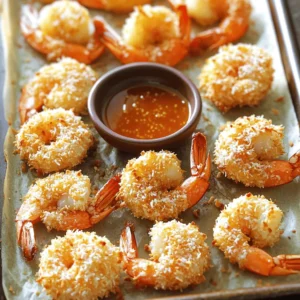 To make crispy baked coconut shrimp, gather these simple ingredients: - 1 pound large shrimp, peeled and deveined - 1 cup shredded coconut (sweetened or unsweetened) - 1/2 cup panko breadcrumbs - 1/2 cup all-purpose flour - 2 large eggs - 1 teaspoon garlic powder - 1 teaspoon paprika - Salt and pepper, to taste - Cooking spray or olive oil for drizzling - Sweet chili sauce or homemade mango salsa, for serving Each ingredient plays a key role. The shrimp provide protein and a sweet taste. The shredded coconut adds crunch and flavor. Panko breadcrumbs help create a crispy coating. The flour works as a base, helping the egg and coconut stick. Garlic powder and paprika add depth to the flavor. Salt and pepper enhance the overall taste. Finally, the sweet chili sauce or mango salsa offers a perfect dip. These ingredients make a delicious dish that is great for any meal. You can enjoy it as an appetizer, snack, or main course. For the full recipe, visit the [Full Recipe]. - Preheat the oven to 400°F (200°C). - Line a baking sheet with parchment paper. This step makes sure the shrimp cook evenly. The parchment also helps with easy cleanup. - Set up three shallow bowls. - In the first bowl, mix flour with salt, pepper, garlic powder, and paprika. - In the second bowl, beat the eggs until blended. - In the third bowl, combine shredded coconut and panko breadcrumbs. Having your bowls ready makes the breading process quick and fun. It keeps things tidy, too. 1. Take a shrimp and dip it into the flour mixture. 2. Coat both sides well; shake off extra flour. 3. Next, dip the shrimp into the beaten eggs. 4. Let the excess egg drip off. 5. Finally, press the shrimp into the coconut and panko mix. This coating gives your shrimp a crunchy and tasty finish. Make sure to cover each shrimp fully. - Place the coated shrimp on the baking sheet in a single layer. - Lightly spray or drizzle olive oil over the shrimp for crisping. - Bake for 12-15 minutes until golden brown and cooked through. The internal temperature should reach 120°F (49°C). Keep an eye on them so they don’t overcook. These steps bring out the best flavor in your crispy baked coconut shrimp. For the full recipe, check out the earlier section. To get that nice crunch, follow these tips: - Use Panko Breadcrumbs: Panko gives a lighter, crunchier texture than regular breadcrumbs. - Coat Well: Make sure to coat the shrimp completely in the coconut mixture. - Oil It Up: Lightly spray or drizzle oil on top before baking. This helps it brown. - Bake at the Right Temp: Keep your oven at 400°F (200°C) for the best crisp. - Don’t Crowd the Pan: Leave space between shrimp on the baking sheet. This allows hot air to circulate. Adding spices or herbs can make this dish shine. Try these ideas: - Cayenne Pepper: For a spicy kick, add this to the flour mix. - Coconut Flakes: Use larger flakes for more coconut flavor and texture. - Lime Zest: Add zest to the coconut mix for a fresh twist. - Cilantro or Parsley: Chopped herbs added to the breading can brighten the taste. What to serve with crispy baked coconut shrimp? Here are some tasty ideas: - Dips: Sweet chili sauce pairs great. Mango salsa is also a hit. - Sides: Serve with rice or a fresh salad. - Drinks: Pair with a tropical drink, like coconut water or a fruity smoothie. For the full recipe, check out the [Full Recipe]. {{image_2}} If you need a gluten-free option, use almond flour instead of all-purpose flour. For breadcrumbs, try gluten-free panko. These changes keep the recipe tasty and crunchy without gluten. You can find these products in most stores. They work well in this dish and won't change the flavor much. You can spice up your coconut shrimp by changing the seasonings. Try adding cayenne pepper for heat or cumin for a warm flavor. You can also mix in some lime zest for a fresh twist. If you love herbs, try adding chopped cilantro or parsley to the coconut mixture. This adds a burst of flavor to each bite. Want to cook your shrimp faster? Use an air fryer! Preheat it to 400°F (200°C). Arrange the breaded shrimp in a single layer. Cook for about 8 to 10 minutes or until they turn golden brown. This method gives you a nice crisp without needing to bake for long. It's perfect for busy nights or quick snacks! To store leftover shrimp, place them in an airtight container. Make sure the shrimp cool down before sealing. This keeps them fresh and tasty. Store the shrimp in the fridge for up to two days. When you reheat them, do it gently to avoid rubbery shrimp. For longer storage, you can freeze the shrimp. First, let them cool completely. Then, place them in a freezer-safe bag. Remove as much air as possible before sealing. This will prevent freezer burn. You can freeze the shrimp for up to three months. When you want to eat them, thaw the shrimp in the fridge overnight. Reheat in the oven or air fryer for the best texture. Crispy baked coconut shrimp is best enjoyed fresh. However, if stored properly, it can last. In the fridge, they stay good for two days. In the freezer, they can last up to three months. Always check for any signs of spoilage, like off smells or changes in texture. Enjoy this dish at its best! For the full recipe, check the earlier sections. You can check the shrimp for color and texture. Cooked shrimp turn pink and firm. Use a meat thermometer for precision. The internal temperature should reach 120°F (49°C). This ensures safety and perfect doneness. Yes, you can use frozen shrimp. Just thaw them first. Place shrimp in cold water for about 15 minutes. Make sure to pat them dry before coating. This helps the breading stick well. You can pair the shrimp with many tasty sides. Consider serving them with rice or a fresh salad. Sweet chili sauce or homemade mango salsa makes great dips. These flavors balance the crispy shrimp nicely. While panko gives a light, crunchy texture, you can use regular breadcrumbs. They may not be as crispy, but they will work. If you want crunch, try crushed cornflakes or even crushed crackers. You can prepare the shrimp ahead of time. Coat them and place them on a baking sheet. Cover the shrimp and refrigerate for up to 2 hours. Bake them just before serving for the best taste and texture. For the full recipe, check out the above section. Crispy baked coconut shrimp is easy and fun to make. We covered the ingredients, step-by-step instructions, and helpful tips. You’ll create a tasty dish that everyone will love. Try different spices or cooking methods to keep things interesting. Store any leftovers properly to enjoy later. With these simple steps, you’ll impress friends and family with a delicious meal. You now have everything to make this dish a success!
