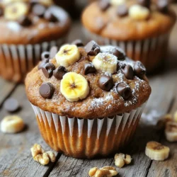 - 2 ripe bananas, mashed - 1/2 cup granulated sugar - 1/4 cup brown sugar, packed - 1/3 cup unsalted butter, melted - 1 large egg - 1 teaspoon vanilla extract - 1 teaspoon baking soda - 1/4 teaspoon salt - 1 1/2 cups all-purpose flour - 1 cup semi-sweet chocolate chips - 1/2 cup chopped walnuts (optional) The main ingredients make this recipe special. Ripe bananas add natural sweetness and moisture. Using both granulated and brown sugar gives a deep flavor. The melted butter makes the muffins rich and soft. One egg helps bind everything together. A splash of vanilla brightens the taste. Next, we move to dry ingredients. Baking soda gives the muffins a nice rise. A pinch of salt balances the sweetness. All-purpose flour holds the muffins together. Finally, let’s talk about mix-ins. Chocolate chips are a must for that gooey, sweet touch. If you want, add walnuts for crunch. They bring a nice texture contrast. With these ingredients, you will create chocolate chip banana muffins that are simple and tasty. For the full recipe, check out the details above. Enjoy baking! - Preheat oven to 350°F (175°C). - Line muffin tin with paper liners or grease with cooking spray. - In a large bowl, combine mashed bananas with granulated and brown sugar. - Add melted butter and mix until smooth. - Beat in the egg and vanilla extract until fully incorporated. - In another bowl, mix the baking soda, salt, and flour together. - Gradually add the dry mix into the banana mixture without over-mixing. - Fold in chocolate chips and walnuts if you choose to add them. - Fill muffin cups about 3/4 full with the batter. - Bake for 18-20 minutes. Check doneness with a toothpick inserted in the center. For the full recipe, visit the section titled Full Recipe. - Ensure bananas are very ripe for maximum sweetness. - Do not overmix to keep muffins fluffy. Using ripe bananas is key. The darker the skin, the sweeter the banana. This sweetness makes your muffins taste great. Overmixing can lead to heavy muffins. Mix just until you see no dry flour. This keeps your muffins light and airy. - Serve warm, optionally dusted with powdered sugar. - Pair with whipped cream for added richness. Warm muffins taste best. If you dust them with powdered sugar, they look lovely too. A dollop of whipped cream adds a rich touch and makes each bite even yummier. - What to do if muffins are too dense? - Fixing dry muffins with simple adjustments. If your muffins are too dense, try using fresh baking soda. Make sure it’s not expired. Also, don’t press the batter down when filling the cups. If muffins turn out dry, add a bit more mashed banana next time. You can also add a splash of milk to the batter. For the complete recipe, check the [Full Recipe]. {{image_2}} You can change the flavor of your muffins easily. A dash of cinnamon or nutmeg adds warmth. Both spices bring a lovely aroma and taste. You can also swap the chocolate chips for dried fruit. Think raisins or cranberries. Nuts like walnuts or pecans work great, too. Each choice gives your muffins a new twist. If you need a gluten-free option, use almond or oat flour. These flours keep the muffins light and tasty. You can also make them vegan. Try using a flax egg instead of a regular egg. Just mix one tablespoon of flaxseed meal with two and a half tablespoons of water. Let it sit for a few minutes to thicken. Coconut oil can replace the butter, making these muffins dairy-free. Mini muffins are a fun option for bite-sized treats. If you choose mini, adjust the bake time. Bake for about 12-15 minutes instead of 18-20 minutes. Always check with a toothpick to see if they are done. For a perfect mini muffin, fill the cups only halfway. This helps them rise nicely without spilling over. To keep your chocolate chip banana muffins fresh, store them at room temperature. Use an airtight container to help them last up to three days. If you want to keep them longer, refrigerate or freeze them. For freezing, wrap each muffin tightly in plastic wrap, then place them in a freezer bag. This way, they can stay fresh for up to three months. When it's time to enjoy your muffins again, reheating is key for the best texture. If you use a microwave, heat them on a low setting for about 10-15 seconds. Check if they are warm enough, and avoid overheating, which can make them tough. If you choose the oven, preheat it to 350°F (175°C). Place the muffins on a baking sheet and heat for about 5-7 minutes. This method keeps them soft and delicious. Remember, a warm muffin tastes best! To make your muffins rise higher, use fresh baking soda. This ingredient helps muffins rise. Make sure your oven is preheated to the correct temperature. Fill each muffin cup to about 3/4 full. Avoid over-mixing the batter. This keeps the air bubbles intact. Higher air bubbles lead to a fluffy muffin. If you want more height, you can also let the batter rest for a few minutes before baking. Yes, you can use frozen bananas! Frozen bananas are often sweeter and softer. They blend well into the batter. Just thaw them first and drain any excess liquid. Using frozen bananas can save time and reduce waste. If you have overripe bananas, freeze them for later. This is a great way to keep your baking game strong. To freeze muffins, let them cool completely first. Wrap each muffin tightly in plastic wrap. Then place them in a freezer bag. Squeeze out as much air as possible. Label the bag with the date. For thawing, take a muffin out and leave it at room temperature. If you're in a hurry, use the microwave for a quick thaw. Enjoy your muffins at their best! In this post, we explored how to make delicious banana muffins. You learned about the main ingredients, dry ingredients, and mix-ins necessary for great flavor. I provided step-by-step instructions to guide your baking process and shared helpful tips for storage and serving. Finally, we discussed variations and ways to troubleshoot common issues. Keep baking and experimenting with flavors. Enjoy every warm, tasty bite of your banana muffins!