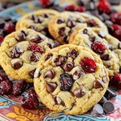 - 1 cup unsalted butter, softened - 1 cup brown sugar, packed - 1/2 cup granulated sugar - 2 large eggs - 1 teaspoon vanilla extract - 2 1/2 cups all-purpose flour - 1 teaspoon baking soda - 1/2 teaspoon salt - 1 cup dark chocolate chips - 1 cup dried cherries, roughly chopped - 1/2 cup chopped walnuts (optional) To make these cookies, you need a few key items. I recommend using unsalted butter for a balanced flavor. Brown sugar gives cookies a lovely chew. The granulated sugar adds sweetness. Two eggs bind everything together and help with rise. Flour is your base, and baking soda helps the cookies rise and stay soft. Salt enhances all the flavors. Dark chocolate chips provide a rich taste. Dried cherries add a sweet and tart burst. If you like nuts, walnuts add a nice crunch. - Different types of chocolate (milk, white) - Flavor extract variations (almond, orange) - Additional nuts or seeds You can switch up the chocolate if you want. Milk or white chocolate can make the cookies sweeter. Also, try adding a splash of almond or orange extract. This gives a unique twist. You can also add other nuts or seeds for extra texture. - Mixing bowls - Baking sheets - Parchment paper - Cookie scoop or tablespoon Having the right tools is key. Mixing bowls help you combine ingredients easily. Baking sheets hold the cookies while they bake. Parchment paper keeps them from sticking. A cookie scoop or tablespoon makes it simple to shape the dough. With these ingredients and tools ready, you’re set to make cherry chocolate chewy cookies that are sure to impress! For the full recipe, check out the [Full Recipe]. - Preheat oven to 350°F (175°C) - Line baking sheets with parchment paper Start by preheating your oven. This step ensures even baking. While it warms up, grab your baking sheets and line them with parchment paper. This helps the cookies not stick and makes cleanup easy. - Cream together butter, brown sugar, granulated sugar - Add eggs one at a time and mix well - Stir in the vanilla extract In a big bowl, cream the softened butter, brown sugar, and granulated sugar. Mix until it’s light and fluffy. Next, add the eggs, one egg at a time. Be sure to mix well after each egg. This helps the batter become smooth. Finally, stir in the vanilla extract for an extra kick of flavor. - Whisk flour, baking soda, and salt - Gradually add to the wet mixture In another bowl, whisk together the flour, baking soda, and salt. This step is key for even distribution. Gradually add this mix to the wet ingredients. Stir until just combined. You don’t want to overmix, as this can make your cookies tough. - Fold in dark chocolate chips, dried cherries, and walnuts - Drop rounded balls onto the baking sheet Now, fold in the dark chocolate chips, dried cherries, and walnuts if you’re using them. This adds a great texture and flavor. Using a cookie scoop or tablespoon, drop rounded balls of dough onto the prepared baking sheet. Make sure to leave space between each ball to allow for spreading. - Bake for 10-12 minutes until lightly golden - Cool on the baking sheet for 5 minutes before transferring to a wire rack Pop the baking sheet in the oven. Bake for 10-12 minutes until the edges are lightly golden. The centers may look soft but will firm up as they cool. After baking, let the cookies cool on the baking sheet for 5 minutes. Then, transfer them to a wire rack to cool completely. This helps keep them chewy and delicious. Enjoy your Cherry Chocolate Chewy Cookies! For the complete details, check the Full Recipe. To get that perfect chewy texture, start with your butter. It should be soft but not melted. If your butter is too hard, your cookies may end up dry. Leave it out at room temperature for about 30 minutes before you begin. This helps mix it well with the sugars. Next, do not overmix your dough. Once you add the dry ingredients, mix until just combined. Overmixing can lead to tough cookies. Remember, a little flour showing is okay! Using an oven thermometer is key for great results. Ovens can be off by a lot. An accurate temperature helps your cookies bake evenly. If your oven runs hot or cold, adjust the time or temperature accordingly. Place your baking sheet on the middle rack of the oven. This ensures even heat all around the cookies. It helps them rise nicely and bake without burning on the bottom. For a fun touch, arrange your cookies on a colorful plate. This makes them pop and look more inviting. You can sprinkle a few extra cherries and chocolate chips on top. It adds a nice look and hints at the yummy flavors inside. Enjoying them with a glass of cold milk makes it even better! For the full recipe, check out the detailed instructions above. {{image_2}} You can easily change the flavor of your cherry chocolate chewy cookies. Here are two fun ideas: - Almond cherry chocolate cookies: Add 1 teaspoon of almond extract to the wet mix. The almond flavor pairs well with cherries and chocolate. - Orange zest cherry chocolate cookies: Grate the zest of one orange into the dough. This brightens the flavor and adds a fresh twist. If you have special diet needs, you can still enjoy these cookies. Here are some ways to adjust the recipe: - Gluten-free options using almond flour: Swap out all-purpose flour for almond flour. The cookies will be soft and nutty. - Vegan modifications with egg substitutes: Use 1/4 cup of applesauce or a flax egg instead of eggs. Mix 1 tablespoon of ground flaxseed with 2.5 tablespoons of water for each egg. You can change the size and shape of your cookies to fit your needs: - Making mini cookies: Use a smaller cookie scoop for bite-sized treats. Bake for about 8-10 minutes. - Shaping into bars or bites: Press the dough into a lined baking dish. Bake for 15-20 minutes. Cut into bars once cooled for easy serving. For detailed instructions, check the Full Recipe. To keep your cookies fresh, store them in an airtight container. This helps retain their chewy texture. They stay fresh for about 5 to 7 days at room temperature. Enjoy them as a sweet treat throughout the week. Freezing is a great way to keep your cookies longer. To freeze the dough, scoop the cookie balls onto a baking sheet. Freeze them for about two hours until firm. Then, transfer the balls to a zip-top bag or container. They can last up to three months in the freezer. To thaw, place the cookies on a baking sheet for about 30 minutes. You can also bake them straight from the freezer. Just add a minute or two to the baking time. To regain freshness, reheat the cookies in a toaster oven or regular oven. Set the temperature to 300°F (150°C) and heat them for about 5 to 10 minutes. This will make them warm and soft again. Serve them with a glass of cold milk for a perfect treat. Yes, you can use alternatives. Here are some options: - Coconut oil: Use the same amount as butter. - Margarine: This works well, too. - Nut butters: Try almond or peanut butter for a new flavor. To reduce crumbliness, follow these tips: - Use less flour: Start with 2 cups instead of 2 ½ cups. - Add more fat: Increase butter to 1 ¼ cups. - Mix the dough less: Stop mixing as soon as it comes together. If you don’t have cherries, consider these options: - Dried cranberries: They add a nice tartness. - Raisins: They offer sweetness and chewiness. - Dried blueberries: These give a fruity twist. Store the cookies for up to one week at room temperature. - Use an airtight container for best freshness. - You can freeze them for up to three months. - Just thaw them at room temperature before enjoying. For the complete recipe, check out the Full Recipe section. This post covered key ingredients, steps, and tips for baking delicious cookies. You learned how to mix wet and dry ingredients, shape the cookies, and achieve a chewy texture. Remember, you can customize these cookies with various flavors and dietary adjustments. Storing them properly keeps them fresh longer, while reheating revives that just-baked taste. Now, you have all you need to create tasty treats. Enjoy the baking process and share your results with others. Happy baking!