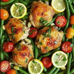 - 4 chicken thighs (bone-in, skin-on for more flavor) - 2 tablespoons olive oil - 2 lemons (one for juice, one sliced) - 4 cloves garlic, minced - 1 teaspoon dried oregano - 1 teaspoon dried thyme - 1 teaspoon paprika - Salt and pepper to taste - 1 cup chicken broth (low sodium) - 1 cup cherry tomatoes, halved - 1 cup green beans, trimmed For this One Pan Lemon Herb Chicken, the main ingredients are simple and fresh. Chicken thighs work best for this dish because they stay juicy and flavorful. The skin adds a nice crispness when seared. Olive oil helps the chicken brown and adds a rich taste. Fresh lemons brighten the meal with their zesty juice and slices. Garlic and herbs like oregano and thyme add depth to the flavor. Chicken broth keeps everything moist and adds a savory touch. I always use low-sodium broth to control the saltiness. - Fresh parsley - Additional vegetables Garnishing your dish can elevate its look and taste. Fresh parsley adds a pop of color and freshness. You can also add more veggies, like bell peppers or zucchini. These extras not only make the dish prettier but also boost its nutrition. Feel free to get creative with your garnishes! 1. Preheat your oven to 400°F (200°C). This helps the chicken cook evenly. 2. Prepare your pan. Use a large oven-safe skillet for easy cooking and serving. 3. Season the chicken thighs. Sprinkle salt, pepper, oregano, thyme, and paprika on both sides. This adds great flavor to the meat. 1. Sear the chicken. Heat the olive oil over medium-high heat. Place the chicken thighs skin-side down in the pan. Cook for about 5-7 minutes until the skin is golden brown. This step gives the skin a nice crunch. Flip the chicken and cook for another 3-4 minutes. 2. Add garlic and broth. Stir in the minced garlic and cook for about 30 seconds until it smells amazing. Squeeze the juice of one lemon over the chicken. Pour in the chicken broth and stir to mix everything well. 1. Arrange the vegetables. Place lemon slices, cherry tomatoes, and green beans around the chicken in the skillet. This not only adds flavor but also makes the dish look colorful. 2. Cook in the oven. Transfer the skillet to the oven and bake for about 25-30 minutes. Check the chicken’s internal temperature; it should reach 165°F (74°C). This ensures the chicken is safe to eat. For the full recipe, follow the detailed steps to create a delicious meal that everyone will love. To get that perfect crispy skin, start by searing the chicken. This step locks in flavor and creates a nice crust. Use a large, heavy pan that can handle high heat. A cast iron skillet works great for this. Heat the oil until it shimmers, then place the chicken skin-side down. Let it cook without moving it. You can boost the flavor by adding more herbs or spices. Fresh herbs like thyme and rosemary add a bright taste. You can also mix in some crushed red pepper for heat. Using fresh ingredients makes a big difference. Fresh lemons and garlic elevate the dish's flavor. Try to use seasonal vegetables too. They add taste and color to your meal. For more details, check out the Full Recipe. {{image_2}} You can change the chicken thighs to other meats. Chicken breasts are a great choice. They cook faster, so reduce baking time to about 20-25 minutes. You can also use pork chops or boneless salmon. For pork, cook it for about 25-30 minutes. Salmon fillets usually need just 15-20 minutes. Each option offers a new flavor twist. You can swap out vegetables based on the season. For summer, use zucchini and bell peppers. In fall, try butternut squash or Brussels sprouts. These add color and taste. You can also mix in olives for a salty kick. Fresh herbs like basil or dill can brighten the dish. Each swap can make your dish feel fresh and new. To keep your One Pan Lemon Herb Chicken fresh, store it properly. First, let the chicken cool down. Then, place it in an airtight container. This helps keep moisture in and air out. You can also wrap it well in plastic wrap. It stays fresh in the fridge for up to three days. When you want to enjoy your leftovers, reheating is key. The best method is to use an oven. Set it to 350°F (175°C). Place the chicken in a baking dish. Add a splash of chicken broth to keep it moist. Cover with foil to trap steam. Heat for about 15-20 minutes. This way, you avoid dry chicken and keep the flavors bright. You can enjoy this dish with many tasty sides. Here are some great options: - Rice: White or brown rice pairs well. - Mashed Potatoes: Creamy mashed potatoes are a classic choice. - Steamed Vegetables: Broccoli or carrots add color and nutrients. - Salad: A fresh green salad brightens up the meal. - Quinoa: This grain is healthy and easy to make. These sides will complement the flavors of the chicken and make your meal complete. Yes, you can easily make this recipe gluten-free. Here are some tips: - Chicken Broth: Use gluten-free chicken broth. - Seasonings: Check that your herbs and spices do not contain gluten. - Optional Sides: Serve with gluten-free grains like quinoa or rice. These small changes will keep your meal safe for gluten-sensitive eaters. To check if your chicken is fully cooked, use a meat thermometer. The internal temperature should reach 165°F (74°C). This ensures it is safe to eat. Insert the thermometer into the thickest part of the chicken. Avoid touching the bone, as it can give a false reading. Cooking chicken to the right temperature keeps it juicy and safe. In this post, we explored how to make One Pan Lemon Herb Chicken with ease. Start with key ingredients like chicken thighs, olive oil, and fresh herbs. Follow the steps from preparation to baking for great results. Use my tips for crispy skin and flavor boosts. Remember, you can swap proteins or veggies to fit your taste. Finally, store leftovers properly to keep them fresh. Enjoy this simple yet delicious meal that fits any table!