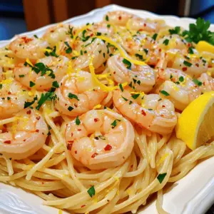 - 8 oz spaghetti or linguine - 1 lb large shrimp, peeled and deveined - 4 tablespoons olive oil - 4 cloves garlic, minced - 1 lemon, zested and juiced - 1/2 teaspoon red pepper flakes - Salt and black pepper to taste - 1/4 cup fresh parsley, chopped - Grated Parmesan cheese for serving (optional) - Large pot for boiling pasta - Large skillet for sautéing - Measuring cups and spoons - Cooking utensils Lemon Garlic Shrimp Pasta is a dish that combines bright flavors and simple steps. You will love how easy it is to make. The main ingredients are fresh and vibrant. You need spaghetti or linguine, shrimp, garlic, olive oil, and lemon. Each ingredient adds depth to the dish. The seasonings and garnishes bring the dish to life. Red pepper flakes add a nice kick. Fresh parsley adds color and flavor. A sprinkle of Parmesan cheese can make it richer. Gathering your equipment is key. A large pot is perfect for boiling the pasta. A large skillet works well for sautéing the shrimp and garlic. Measuring cups and spoons help keep everything exact. You can find the Full Recipe to guide you through the steps. This dish is not just easy to make; it is also fun to share with family and friends. To make your Lemon Garlic Shrimp Pasta, start by boiling water in a large pot. Add salt to the water to enhance the pasta's flavor. I recommend using spaghetti or linguine for this dish. Cook the pasta until it is al dente, which means it should be firm but not hard. This usually takes about 8 to 10 minutes. Don’t forget to reserve one cup of the pasta water before you drain it. This water has starch that helps bind the sauce later. It can make your dish creamy and delicious. Next, grab a large skillet and heat olive oil over medium heat. It’s important to not let the oil get too hot. If you notice smoke, lower the heat. Add minced garlic and red pepper flakes to the skillet. Sauté them for just 1 to 2 minutes until they smell amazing. Be careful not to burn the garlic; burnt garlic tastes bitter. Increase the heat to medium-high and add the shrimp. Make sure the shrimp are large, peeled, and deveined. Season them with salt and pepper. Cook for about 2 to 3 minutes on each side. When they turn pink and opaque, they are ready to go. Now, it’s time to combine everything. Add the cooked pasta to the skillet with the shrimp. Pour in the lemon juice and zest. Also, add a splash of the reserved pasta water. Toss everything gently to mix well. If the pasta feels dry, add more pasta water until it looks just right. For a beautiful plate, serve the pasta in bowls and sprinkle with chopped parsley. You can also add grated Parmesan cheese if you like. To make it even prettier, garnish with extra parsley and a lemon wedge on the side. Enjoy this flavorful dish right away! For a detailed guide, check the Full Recipe. To know when shrimp are cooked perfectly, look for a pink color and firm texture. The shrimp should curl into a C shape. If they stay straight, they may be overcooked. Overcooking shrimp makes them tough and chewy. Aim for about 2-3 minutes per side when cooking on medium-high heat. To boost flavor, try adding more lemon juice or zest. Fresh herbs like basil or thyme can add depth too. For a bit of heat, adjust the red pepper flakes. You can add more for extra spice or reduce it for a milder dish. You can make this dish in advance. Cook the pasta and shrimp separately. Store them in the fridge and combine later. For reheating, use a skillet on low heat. Add a splash of water to keep the pasta moist and tasty. It helps maintain the dish's texture and flavor. Don't forget to check out the Full Recipe for all the details! {{image_2}} If you need gluten-free options, choose gluten-free pasta. There are many types, like rice or quinoa pasta. These work well with the lemon garlic sauce. For vegetarians, swap shrimp with mushrooms. Portobello or shiitake mushrooms add a nice texture. Sauté them just like shrimp until they're tender and flavorful. You can enhance this dish by adding sun-dried tomatoes or fresh spinach. Sun-dried tomatoes bring a sweet and tangy taste. Spinach adds color and a fresh feel. Both mix well with the garlic and lemon. Feel free to try different herbs too. Basil, thyme, or oregano can all add unique flavors. Just remember to use fresh herbs for the best taste. Pair your lemon garlic shrimp pasta with a crisp salad. A simple green salad or Caesar salad works great. You can also serve it with crusty bread to soak up the sauce. For wine lovers, consider white wine. A light Chardonnay or Sauvignon Blanc matches well. This combination adds to the meal's freshness and flavor. For the complete cooking method, check out the Full Recipe. To keep your Lemon Garlic Shrimp Pasta fresh, let it cool first. Place it in an airtight container. Store it in the fridge. It will last for about three days. This keeps the flavors strong and avoids spoilage. Yes, you can freeze this dish! To freeze, use a freezer-safe container. Make sure it is tightly sealed. You can keep it for up to three months. When ready to eat, thaw it in the fridge overnight. For reheating, the best way is on the stove. Heat a skillet over medium heat. Add a splash of olive oil or water. Stir often to keep it moist. This helps avoid dry pasta. You can also use a microwave. Just cover the dish and heat in short bursts, stirring in between. Enjoy your tasty meal again! This dish is quick and easy. The prep time is 10 minutes. Cooking takes about 20 minutes. So, the total time is only 30 minutes. You can have a tasty meal ready fast! Yes, you can use frozen shrimp! Just remember to thaw them first. Soak them in cold water for about 15-20 minutes. Drain well and pat dry. This helps them cook evenly. They will taste great in your pasta! You can serve this pasta with a side salad. A fresh Caesar salad pairs well. Garlic bread is another yummy choice. For drinks, a crisp white wine or sparkling water works nicely. These sides will make your meal even better! For more detailed steps and tips, check out the [Full Recipe](#). This blog post covered a delicious Lemon Garlic Shrimp Pasta recipe. We looked at its main ingredients, cooking steps, and helpful tips for the best results. I shared ways to adjust flavors and variations to meet your dietary needs. You can store leftovers or freeze the dish for later. Remember, cooking shrimp just right is key to this meal. Now, you can enjoy a tasty and simple pasta dish, perfect for any occasion. Happy cooking!